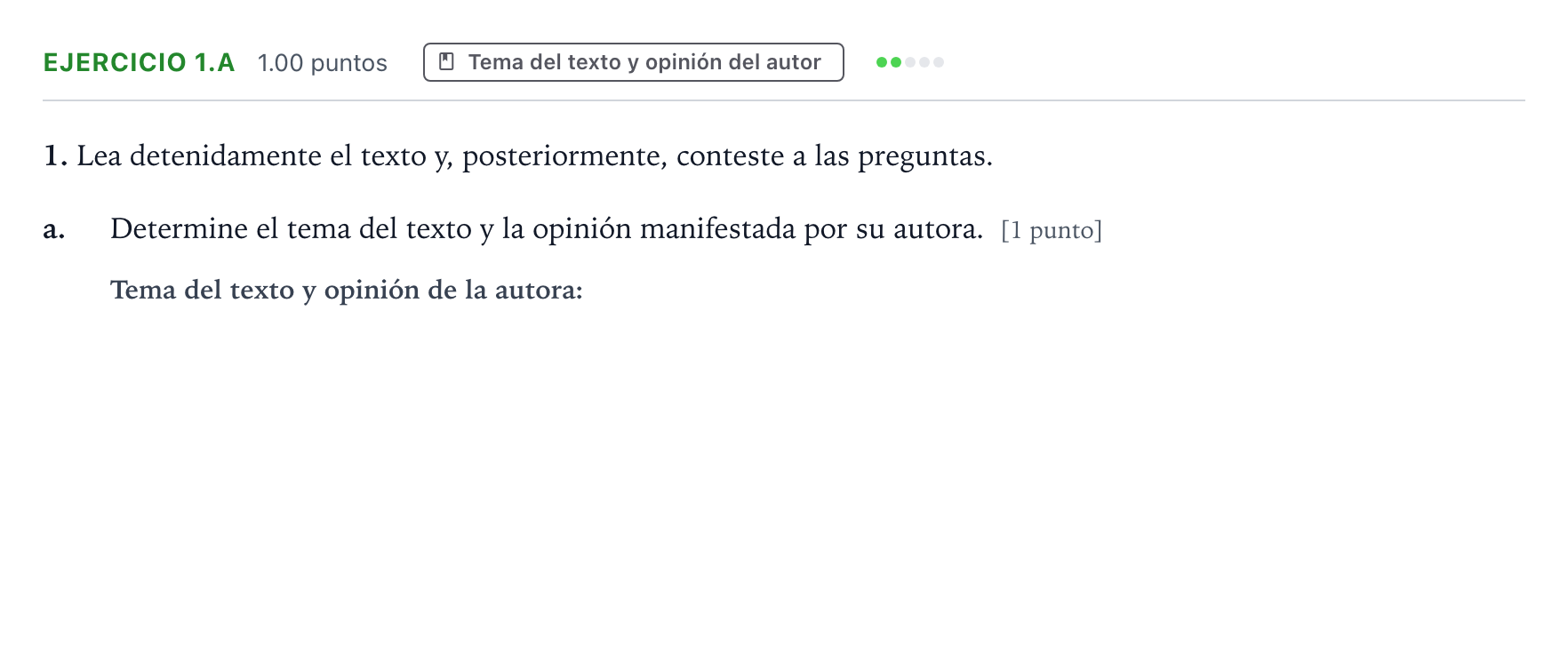 Enunciado: Ejercicio 1.a · Lengua Castellana y Literatura II PAU Aragón Ordinaria 2026