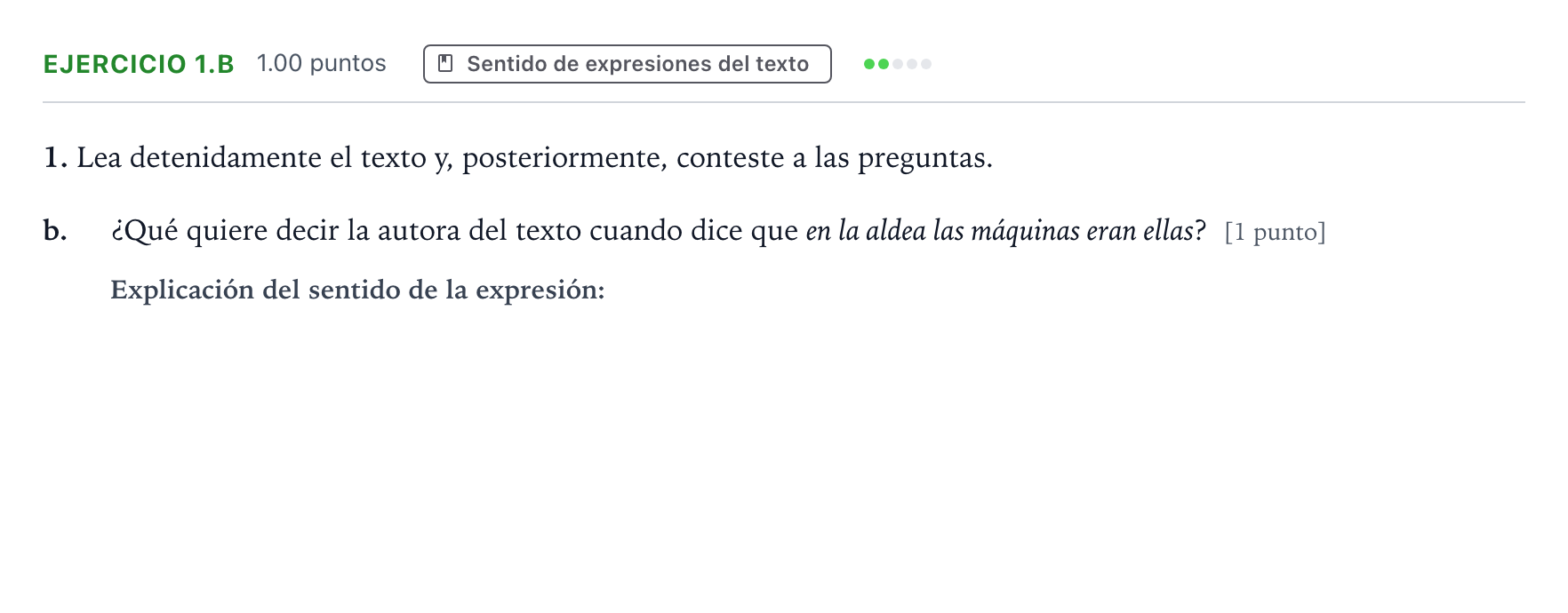 Enunciado: Ejercicio 1.b · Lengua Castellana y Literatura II PAU Aragón Ordinaria 2026