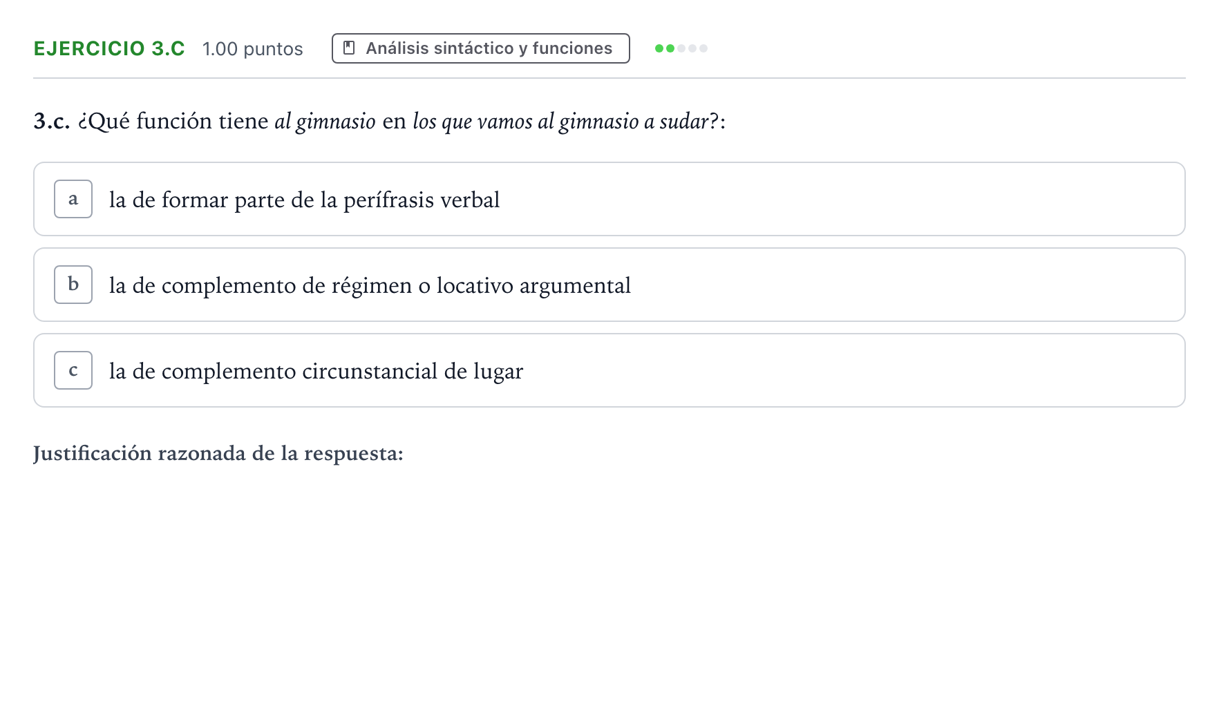 Enunciado: Ejercicio 3.c · Lengua Castellana y Literatura II PAU Aragón Ordinaria 2026