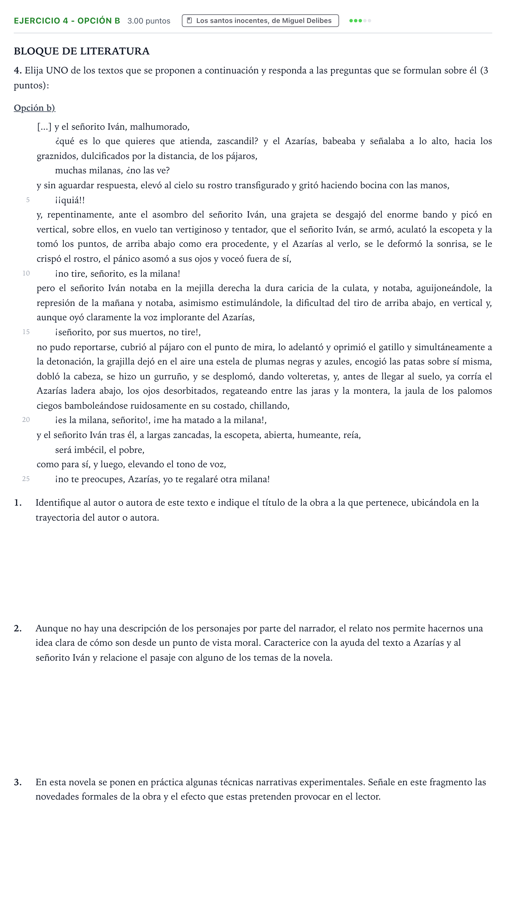 Enunciado: Ejercicio 4 - Opción b · Lengua Castellana y Literatura II PAU Aragón Ordinaria 2026