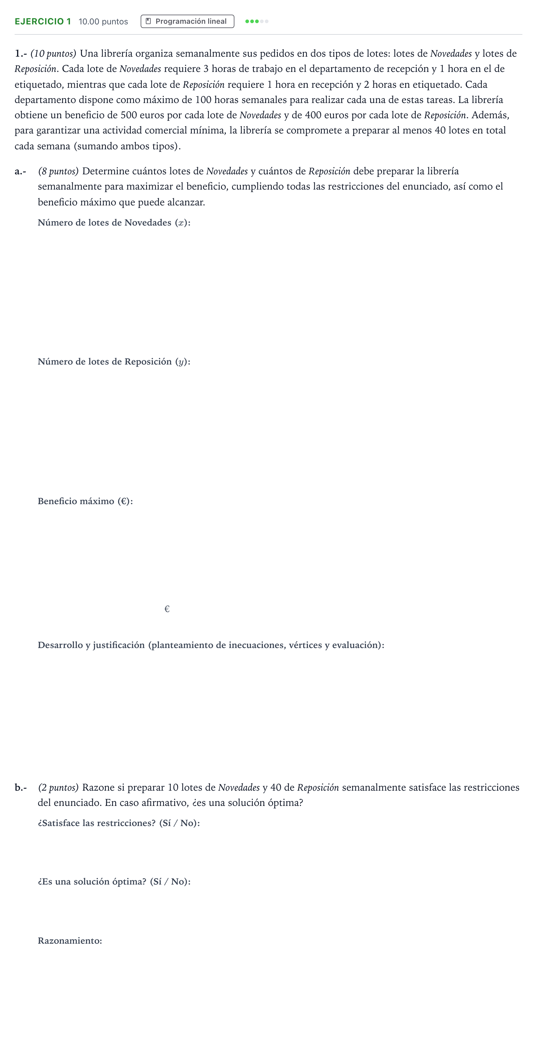Enunciado: Problema 1 · Matemáticas aplicadas a las Ciencias Sociales II PAU Aragón Ordinaria 2026