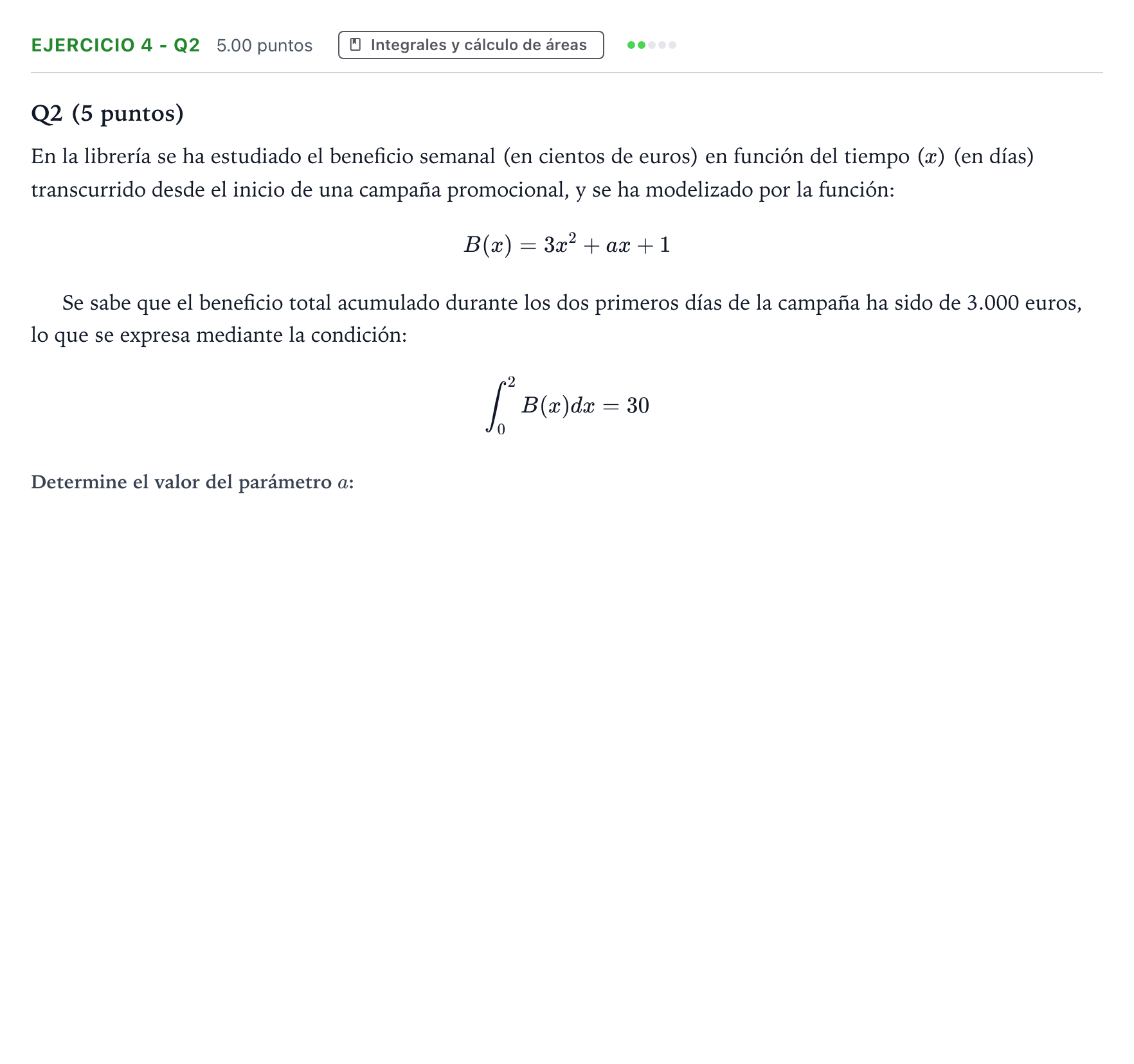 Enunciado: Ejercicio 4 - Q2 · Matemáticas aplicadas a las Ciencias Sociales II PAU Aragón Ordinaria 2026