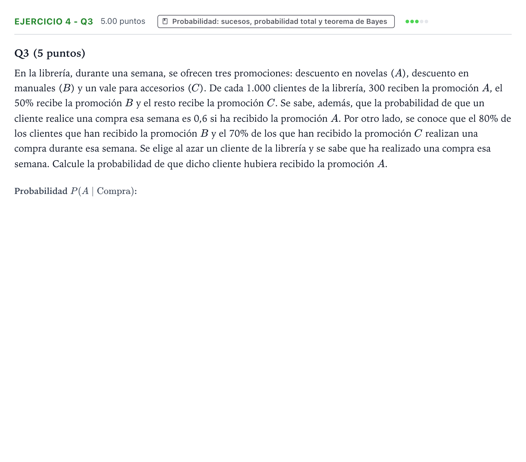 Enunciado: Ejercicio 4 - Q3 · Matemáticas aplicadas a las Ciencias Sociales II PAU Aragón Ordinaria 2026
