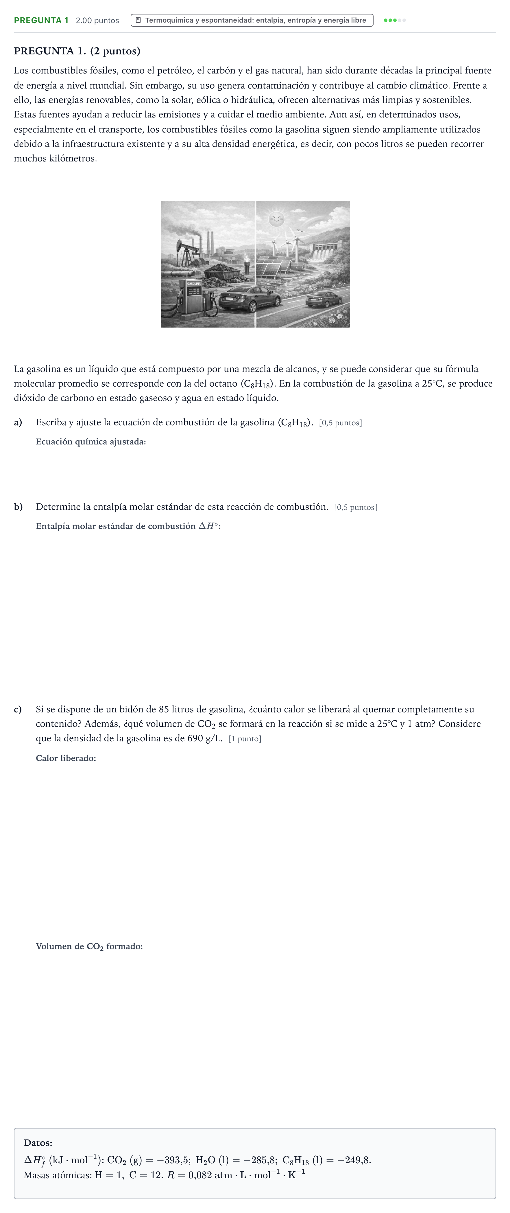 Enunciado: Pregunta 1 · Química PAU Aragón Ordinaria 2026