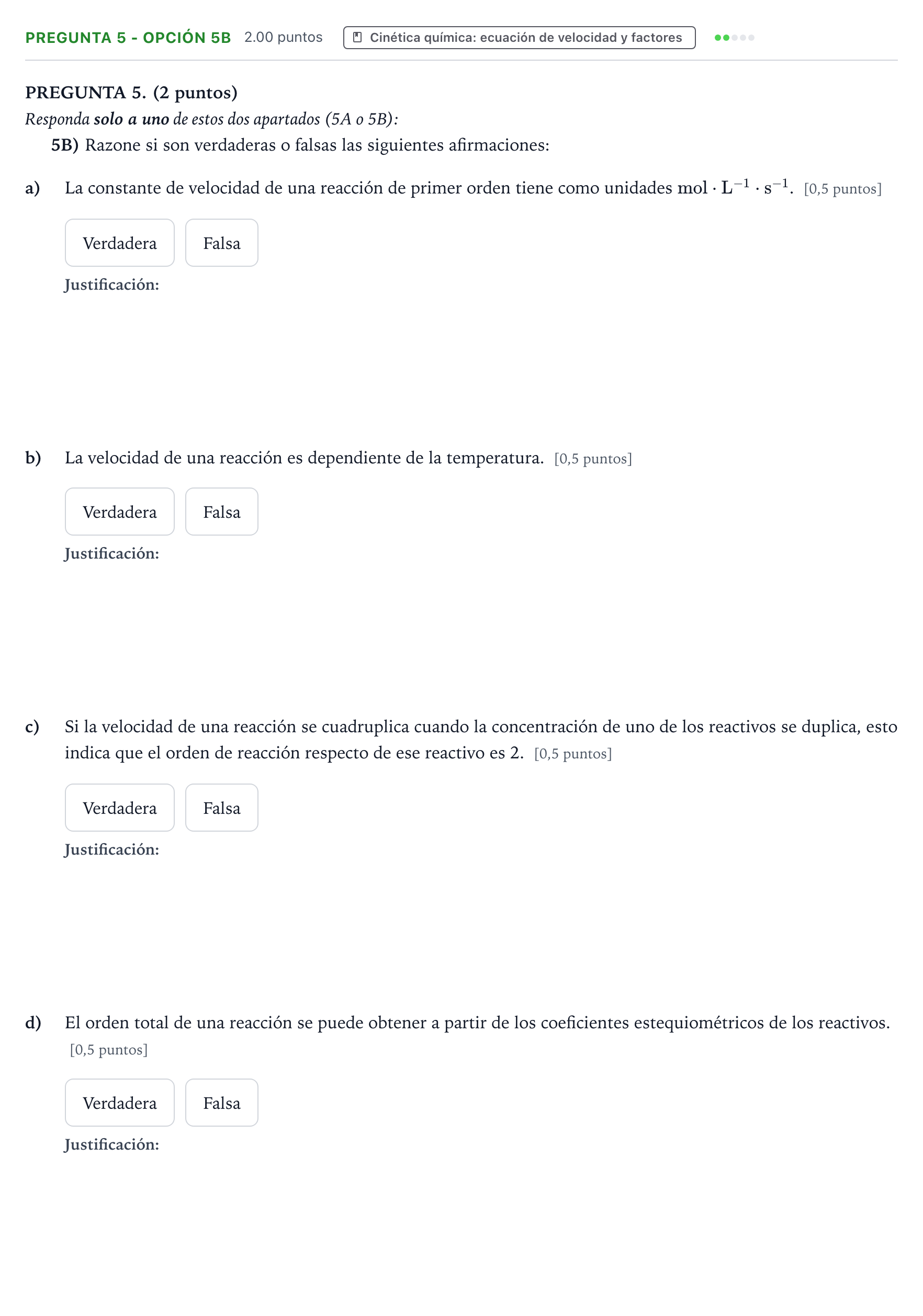 Enunciado: Pregunta 5 - Opción 5B · Química PAU Aragón Ordinaria 2026