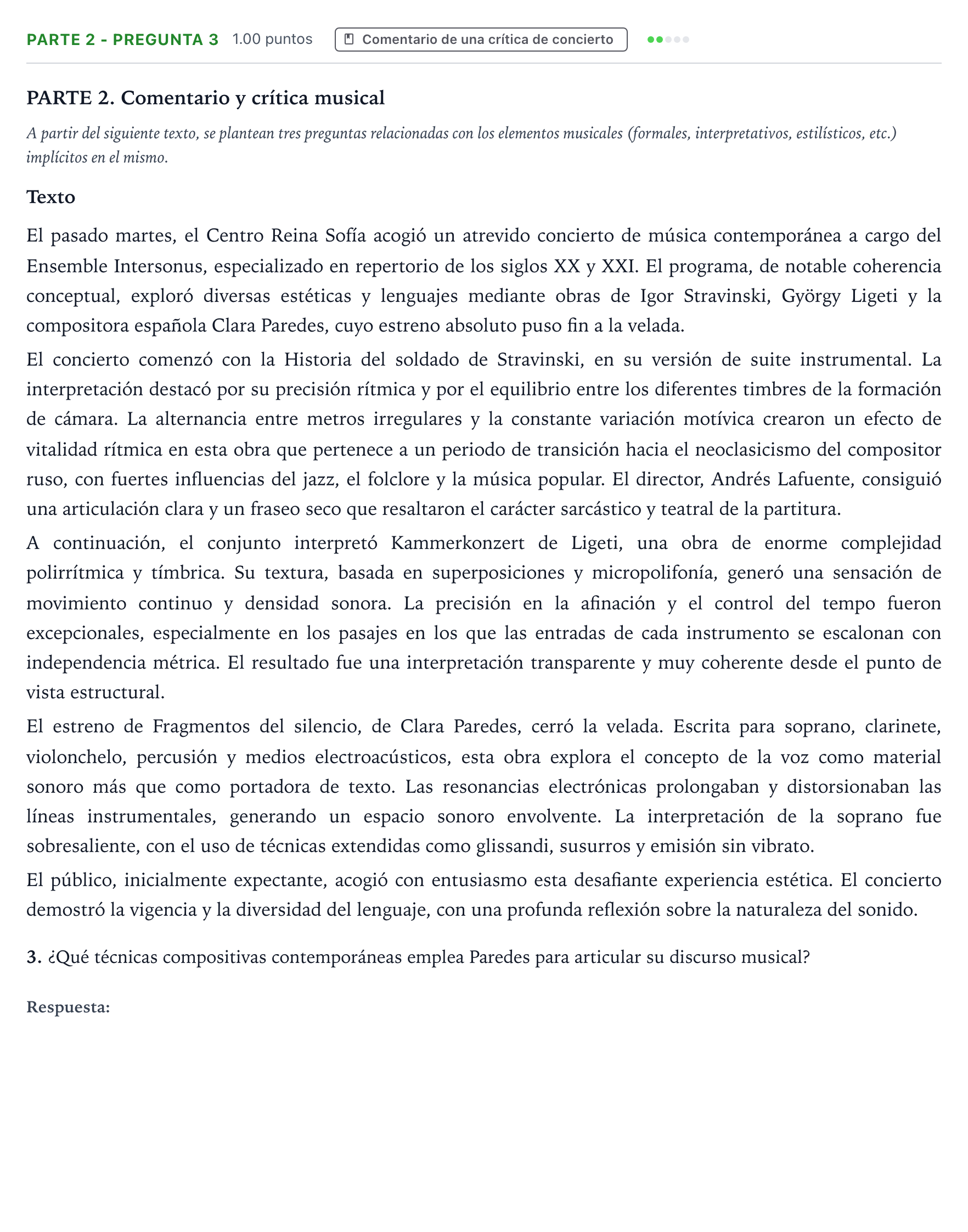 Enunciado: Ejercicio Parte 2 - Pregunta 3 · Análisis Musical II PAU Aragón Extraordinaria 2026