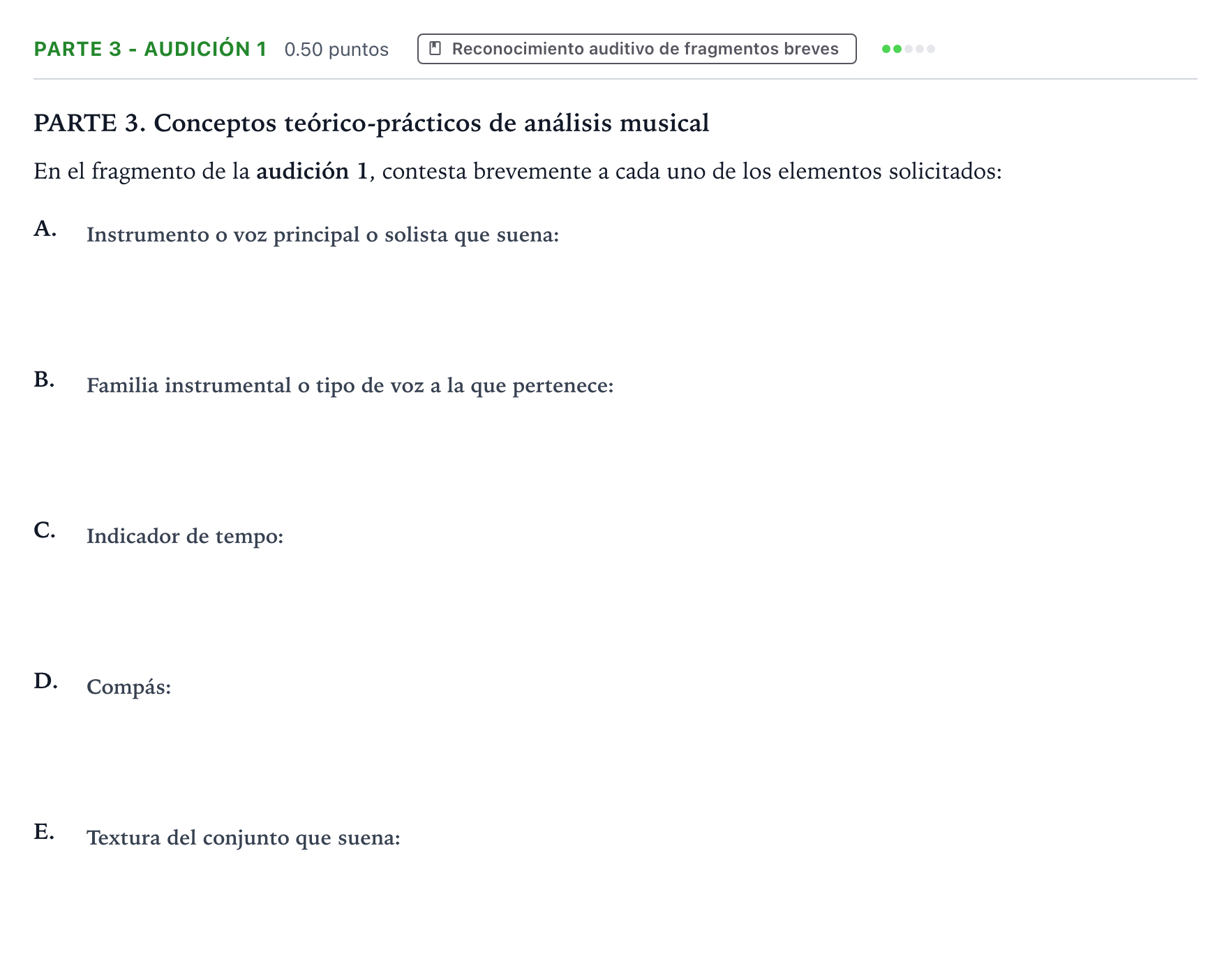 Enunciado: Ejercicio Parte 3 - Audición 1 · Análisis Musical II PAU Aragón Extraordinaria 2026