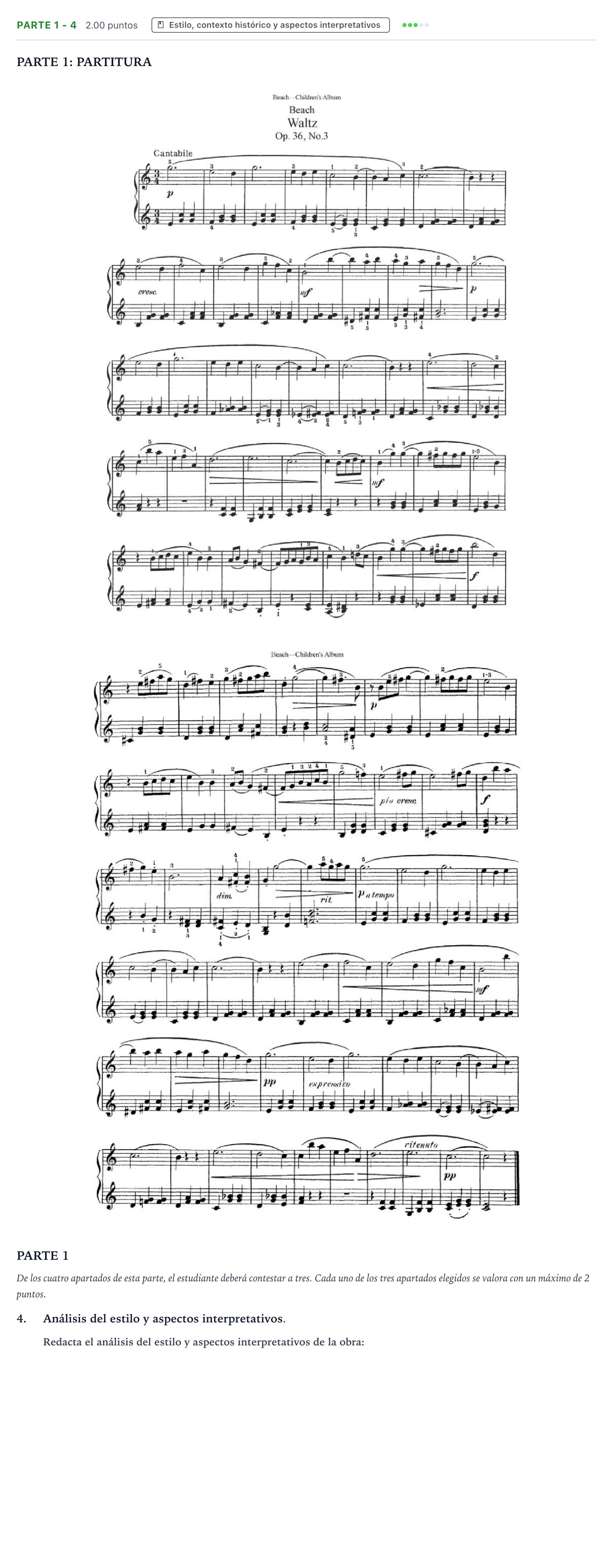 Enunciado: Ejercicio Parte 1 - 4 · Análisis Musical II PAU Aragón Ordinaria 2026