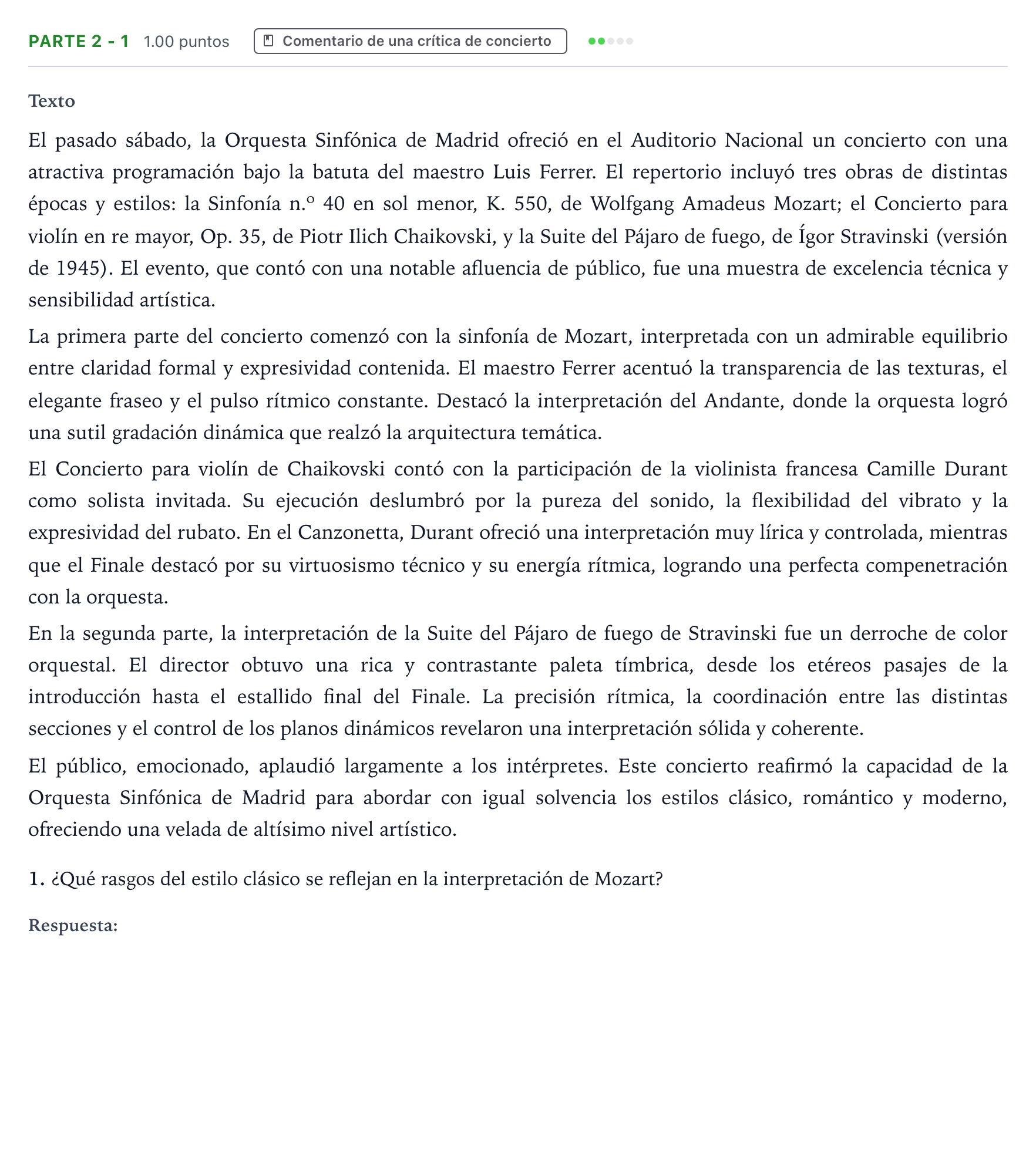Enunciado: Ejercicio Parte 2 - 1 · Análisis Musical II PAU Aragón Ordinaria 2026
