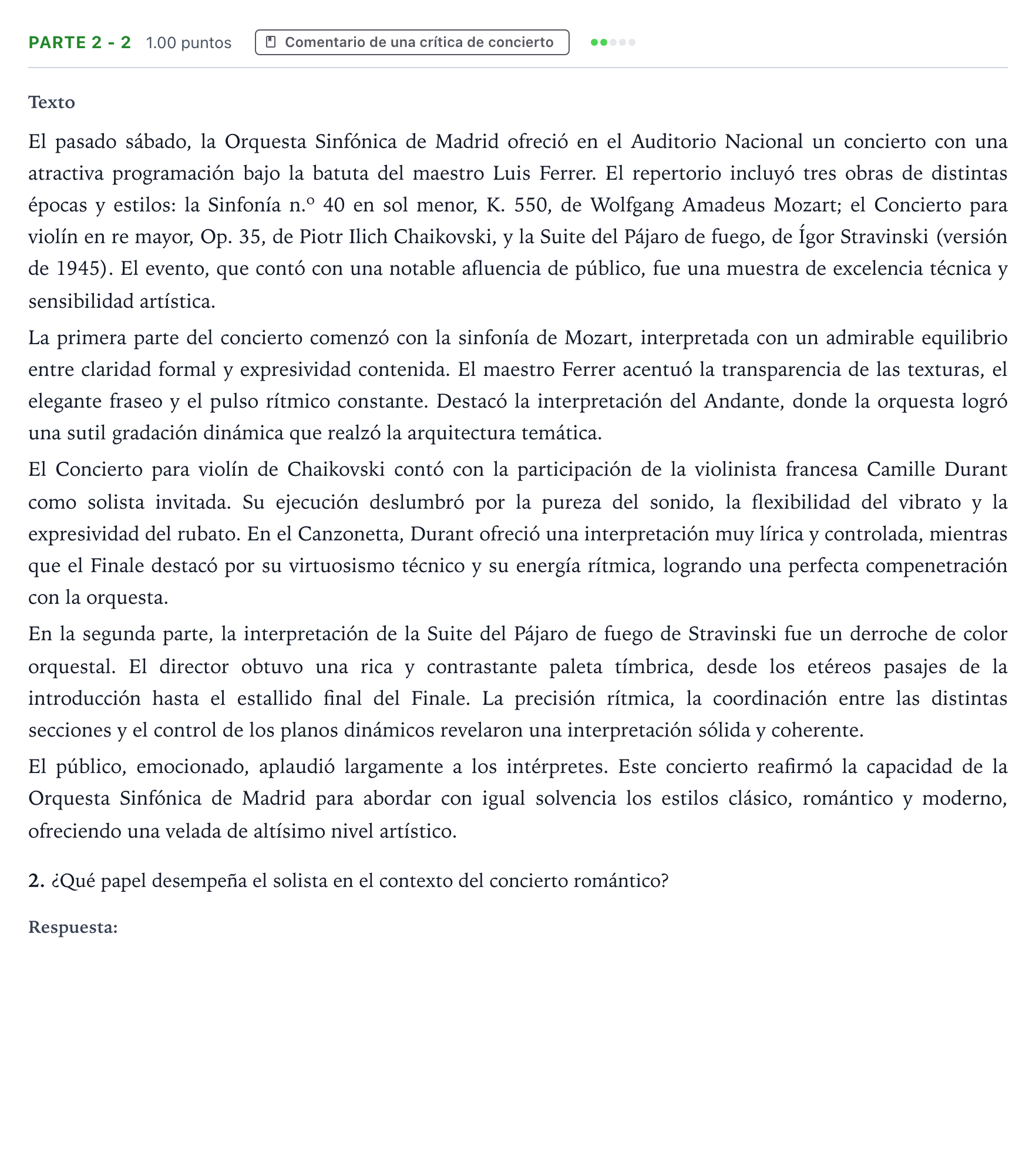 Enunciado: Ejercicio Parte 2 - 2 · Análisis Musical II PAU Aragón Ordinaria 2026