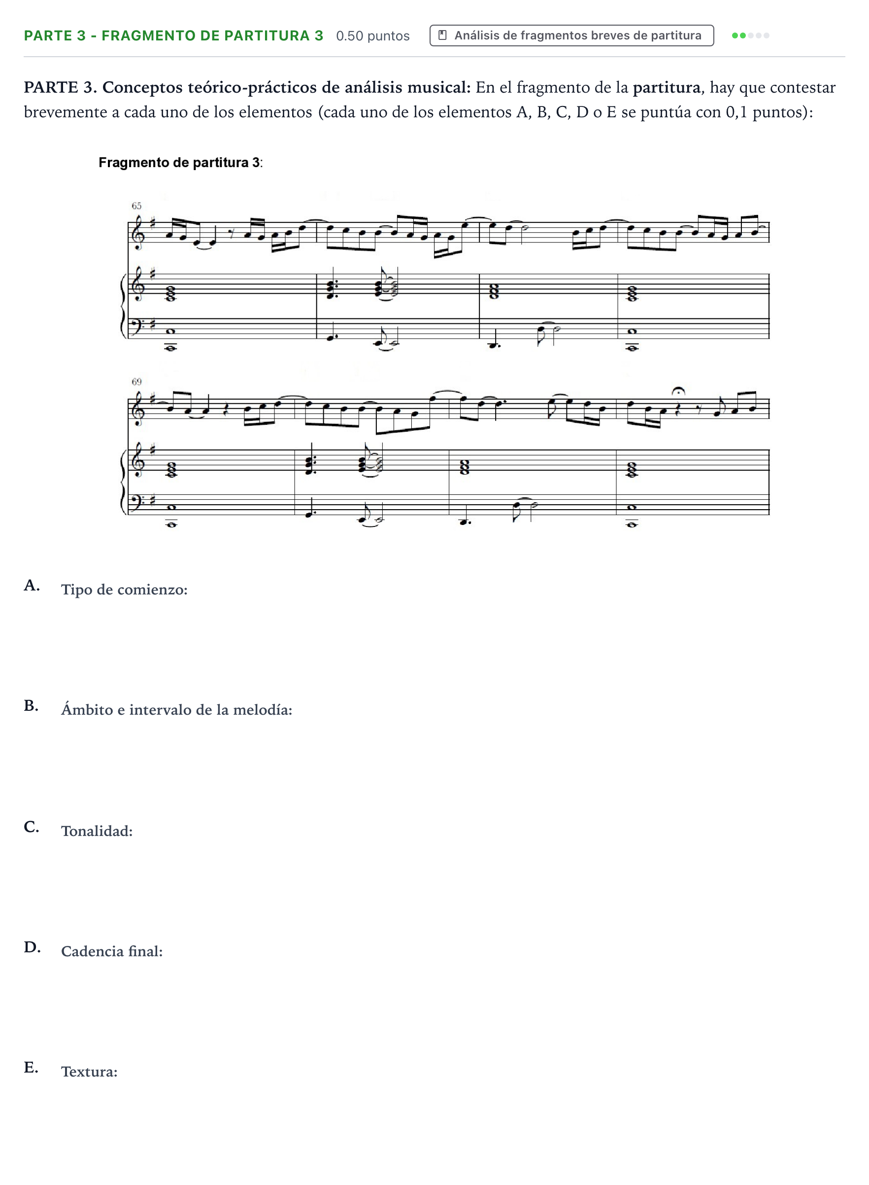 Enunciado: Ejercicio Parte 3 - Fragmento de partitura 3 · Análisis Musical II PAU Aragón Ordinaria 2026