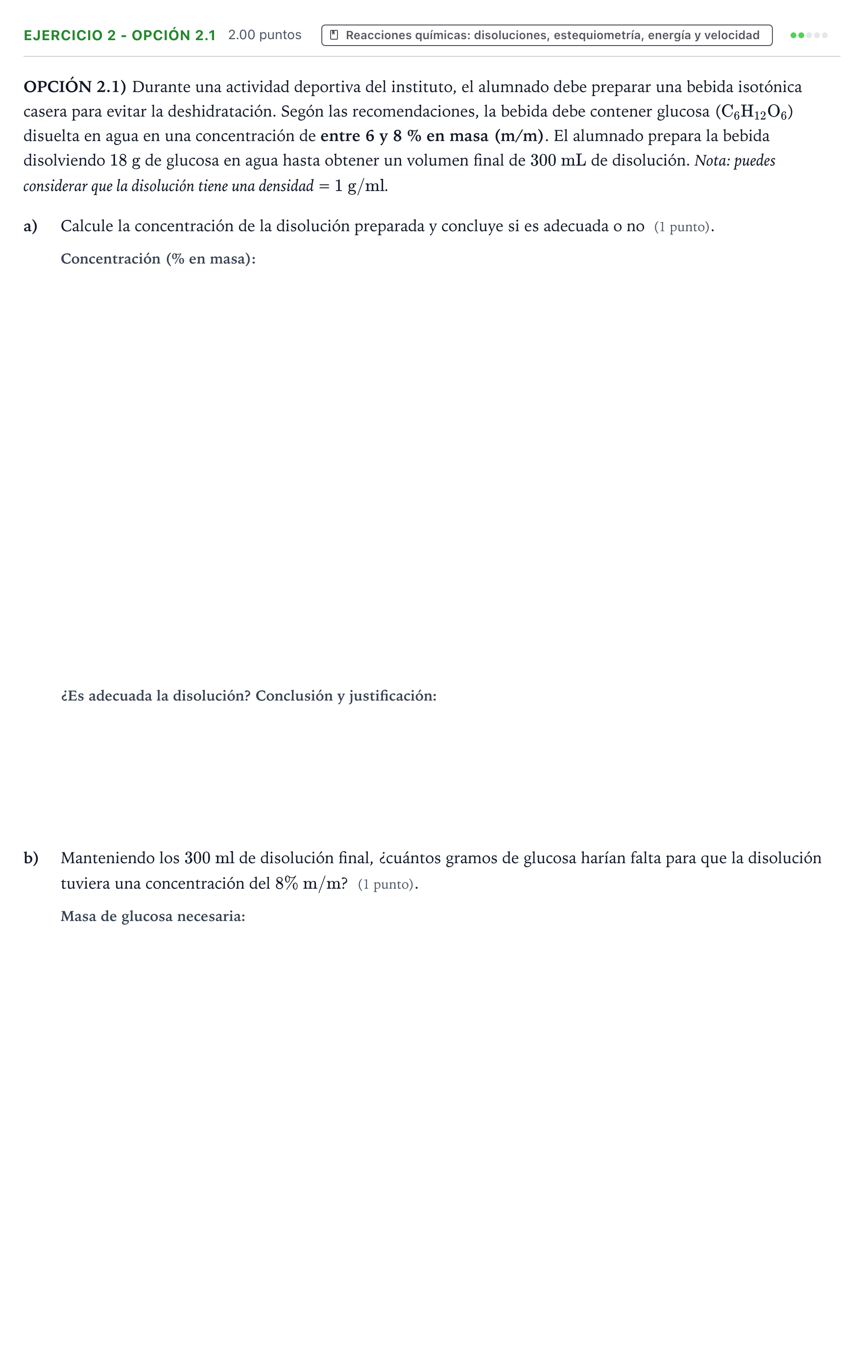Enunciado: Ejercicio 2 - Opción 2.1 · Ciencias Generales PAU Aragón Ordinaria 2026