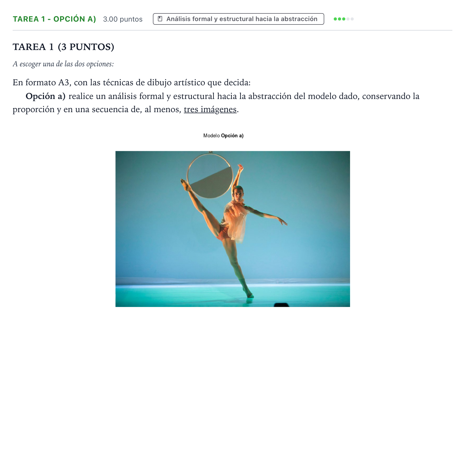 Enunciado: Tarea 1 - Opción a) · Dibujo Artístico II PAU Aragón Extraordinaria 2026