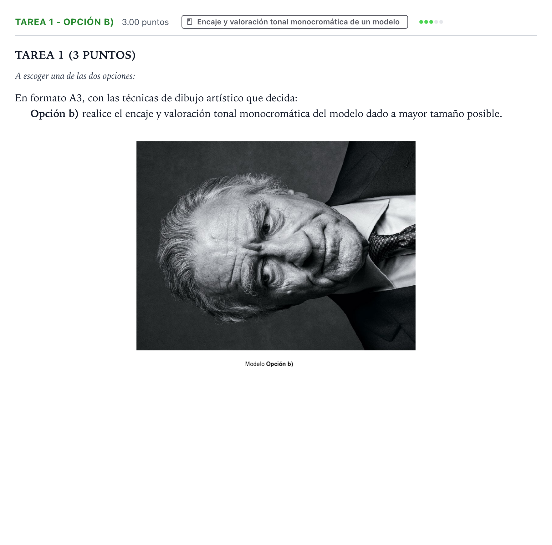 Enunciado: Tarea 1 - Opción b) · Dibujo Artístico II PAU Aragón Extraordinaria 2026