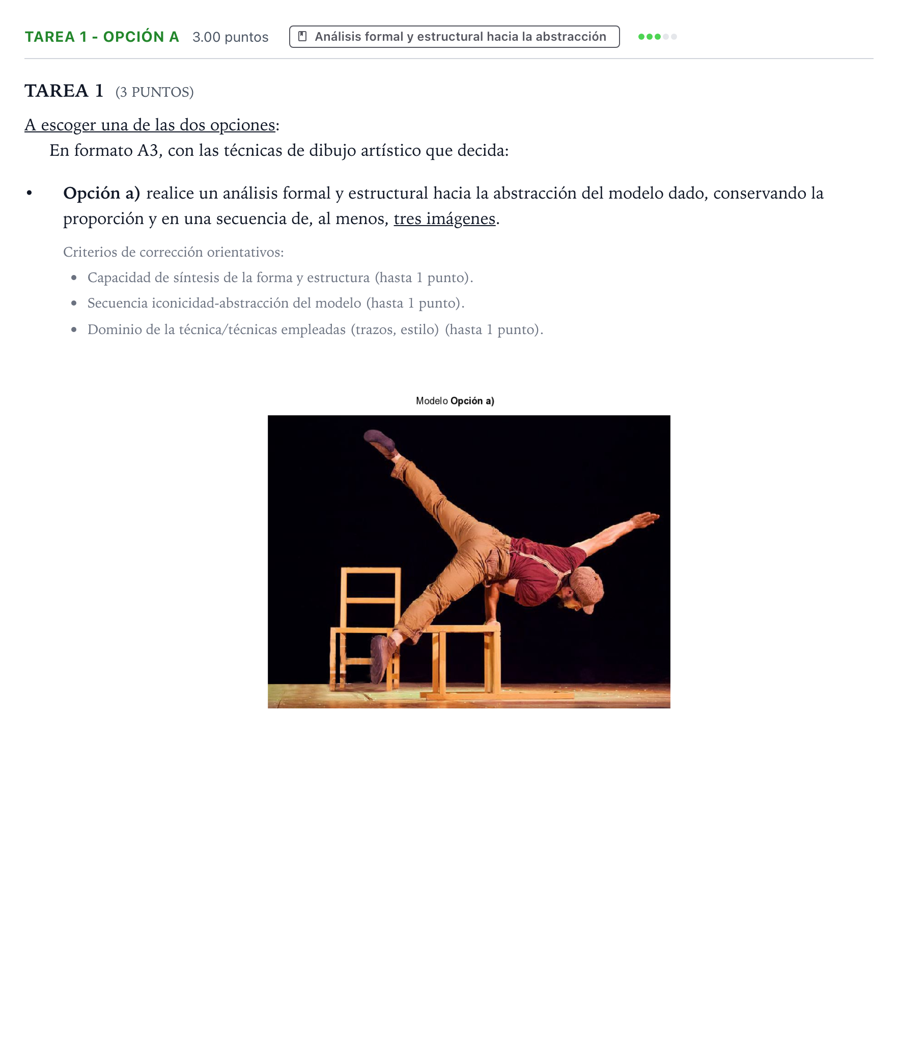 Enunciado: Tarea 1 - Opción a · Dibujo Artístico II PAU Aragón Ordinaria 2026