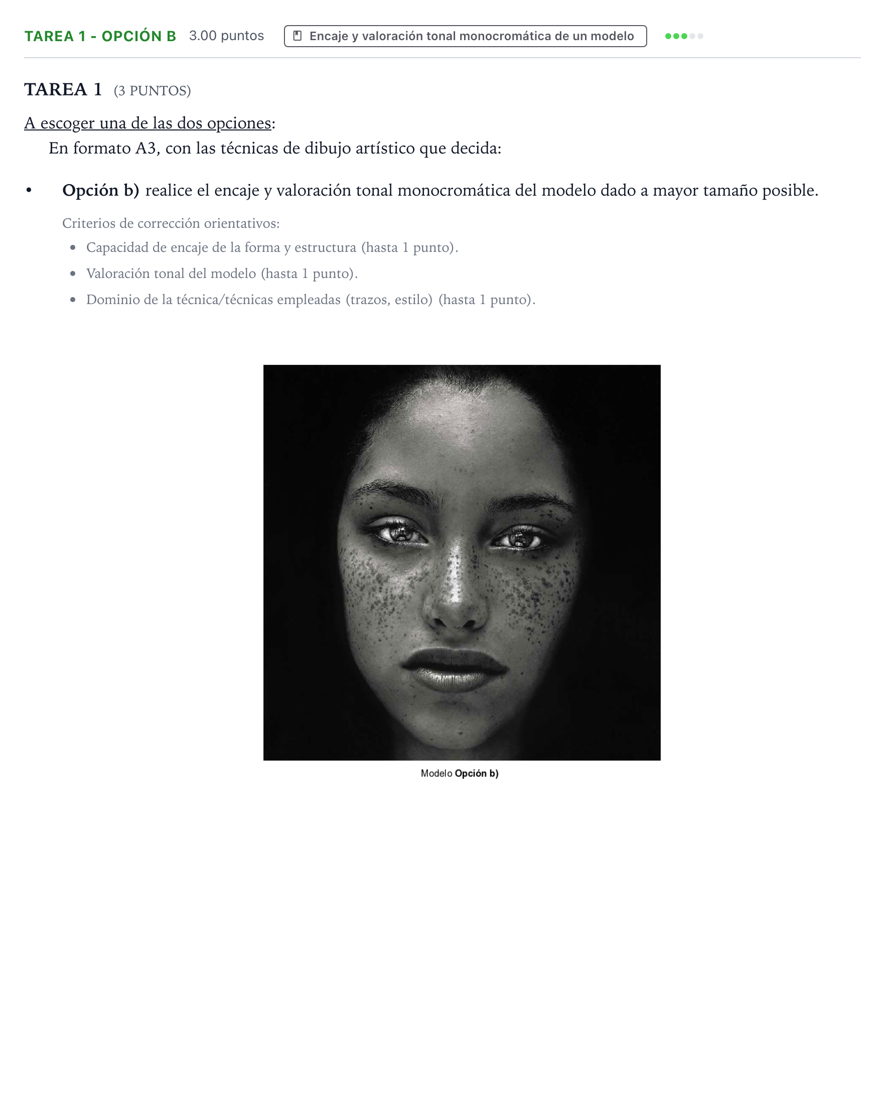 Enunciado: Tarea 1 - Opción b · Dibujo Artístico II PAU Aragón Ordinaria 2026