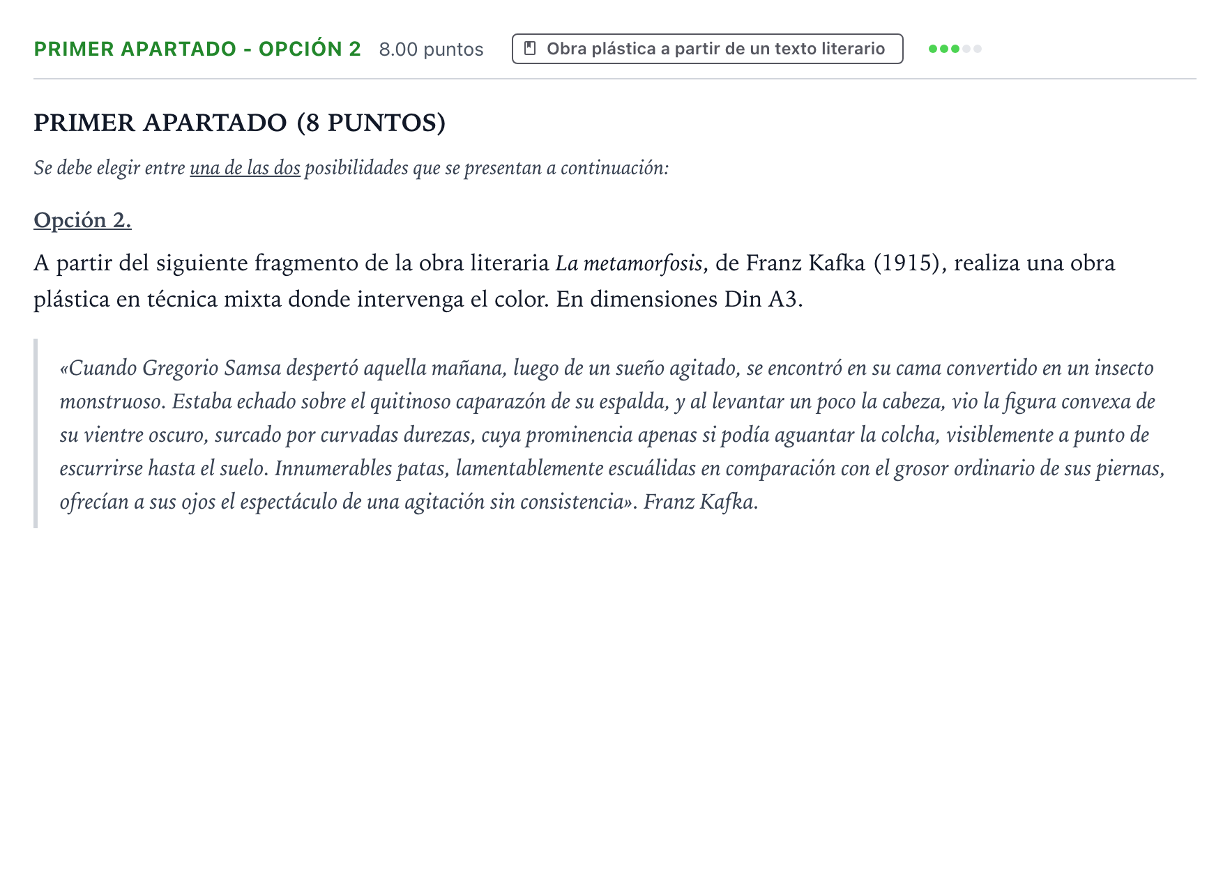 Enunciado: Ejercicio Primer apartado - Opción 2 · Técnicas de Expresión Gráfico-Plástica PAU Aragón Extraordinaria 2026