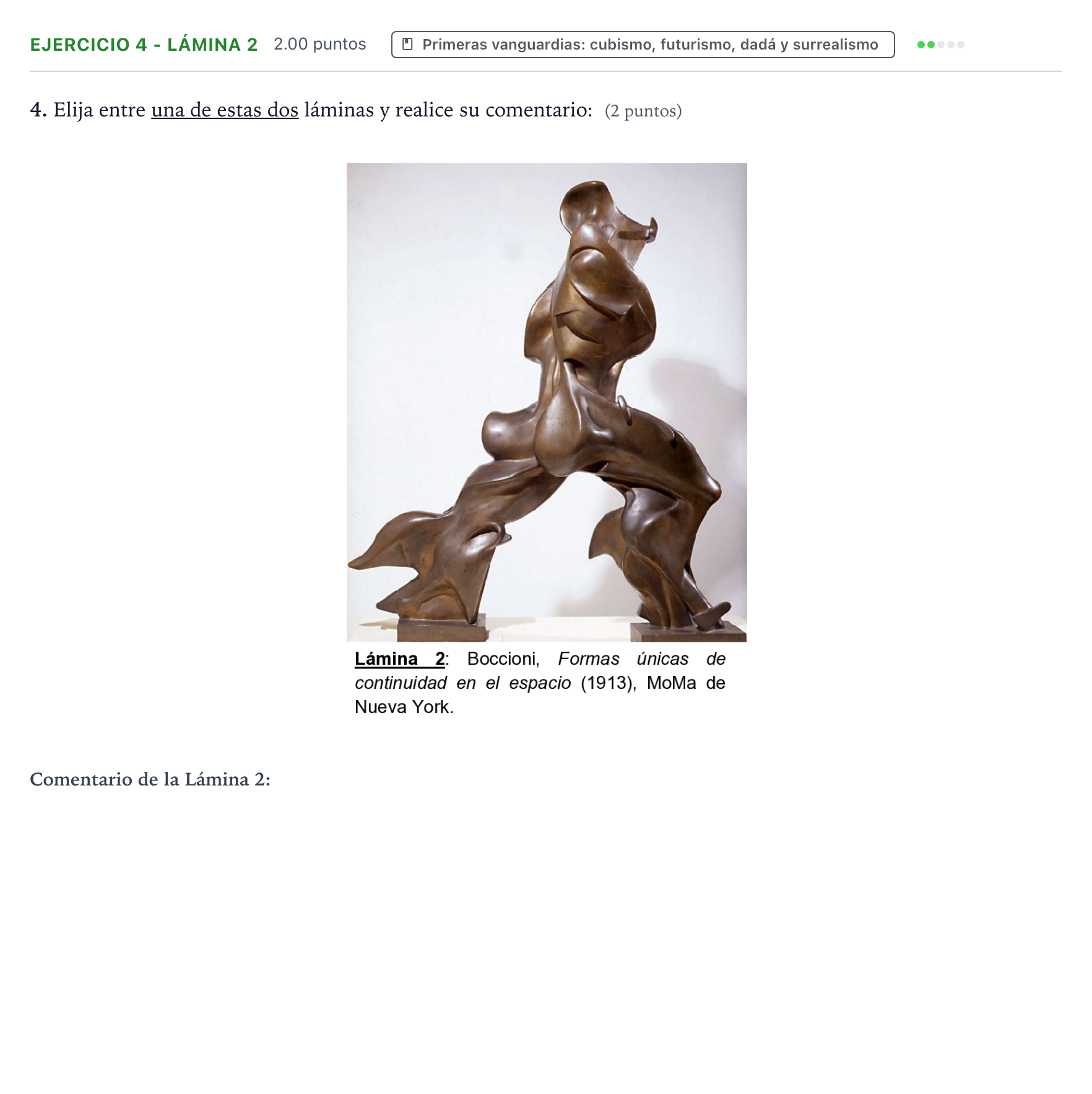 Enunciado: Ejercicio 4 - Lámina 2 · Movimientos Culturales y Artísticos PAU Aragón Extraordinaria 2026
