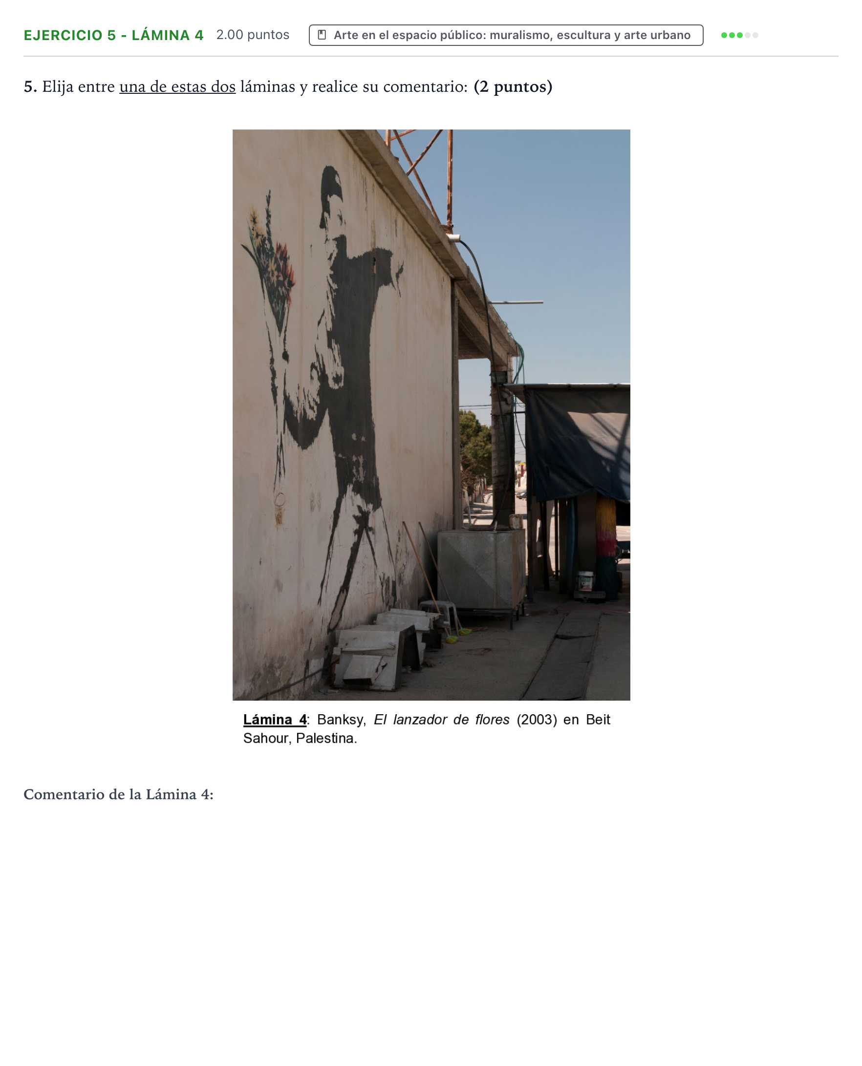Enunciado: Ejercicio 5 - Lámina 4 · Movimientos Culturales y Artísticos PAU Aragón Ordinaria 2026