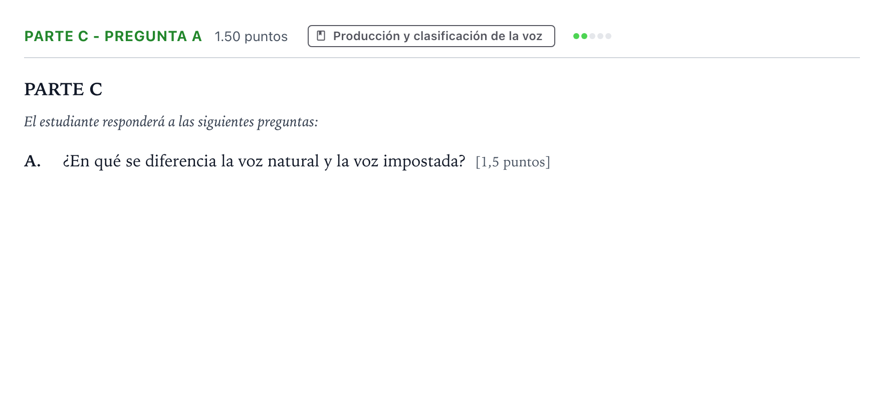 Enunciado: Ejercicio Parte C - Pregunta A · Coro y Técnica Vocal PAU Aragón Ordinaria 2026