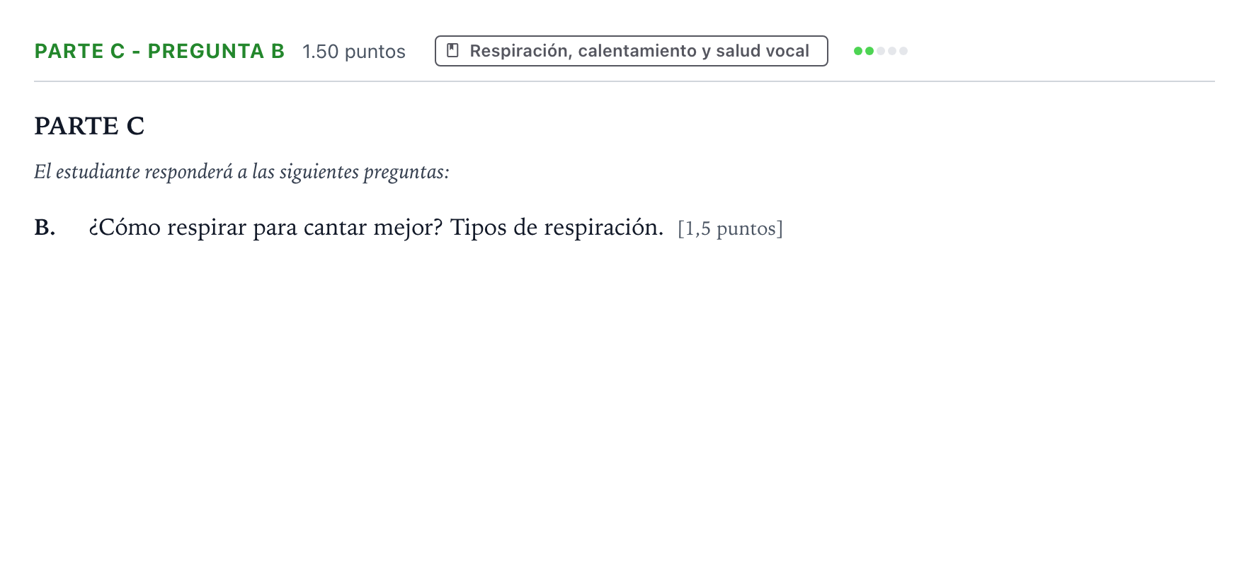 Enunciado: Ejercicio Parte C - Pregunta B · Coro y Técnica Vocal PAU Aragón Ordinaria 2026