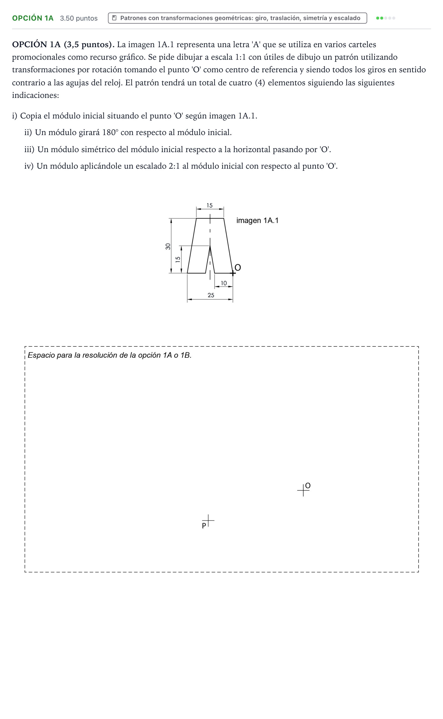 Enunciado: Opción 1A · Dibujo Técnico Aplicado a las Artes Plásticas y al Diseño PAU Aragón Ordinaria 2026
