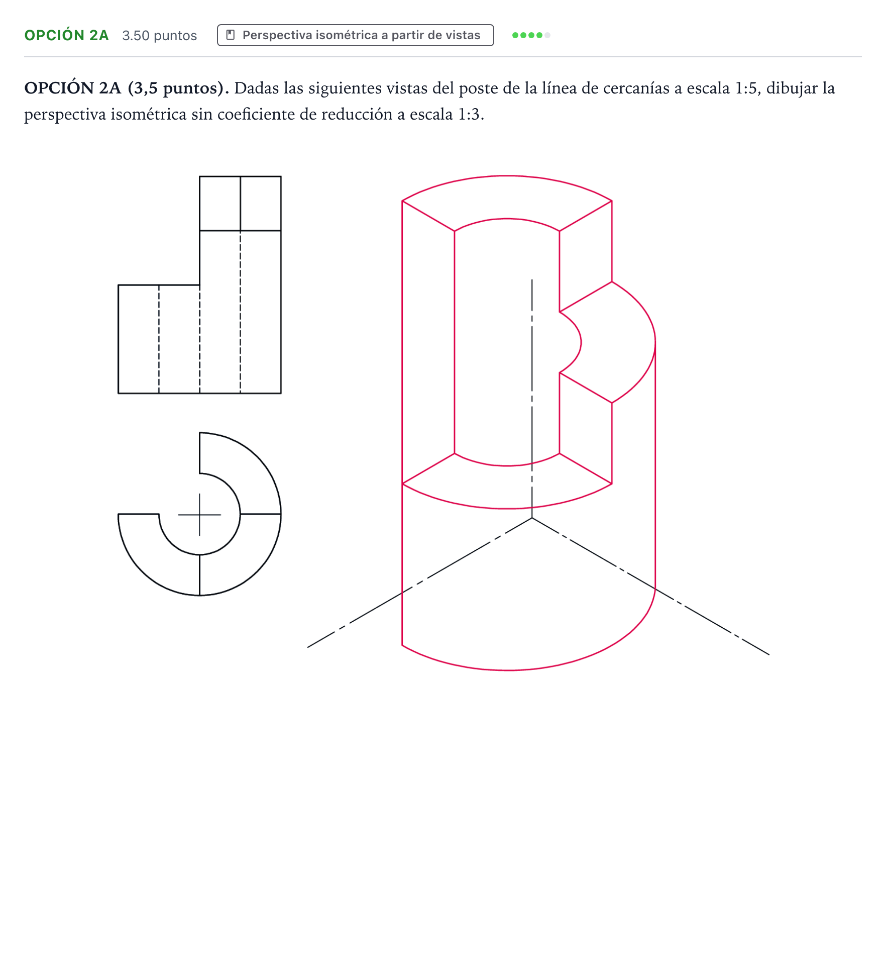 Enunciado: Opción 2A · Dibujo Técnico Aplicado a las Artes Plásticas y al Diseño PAU Aragón Extraordinaria 2026