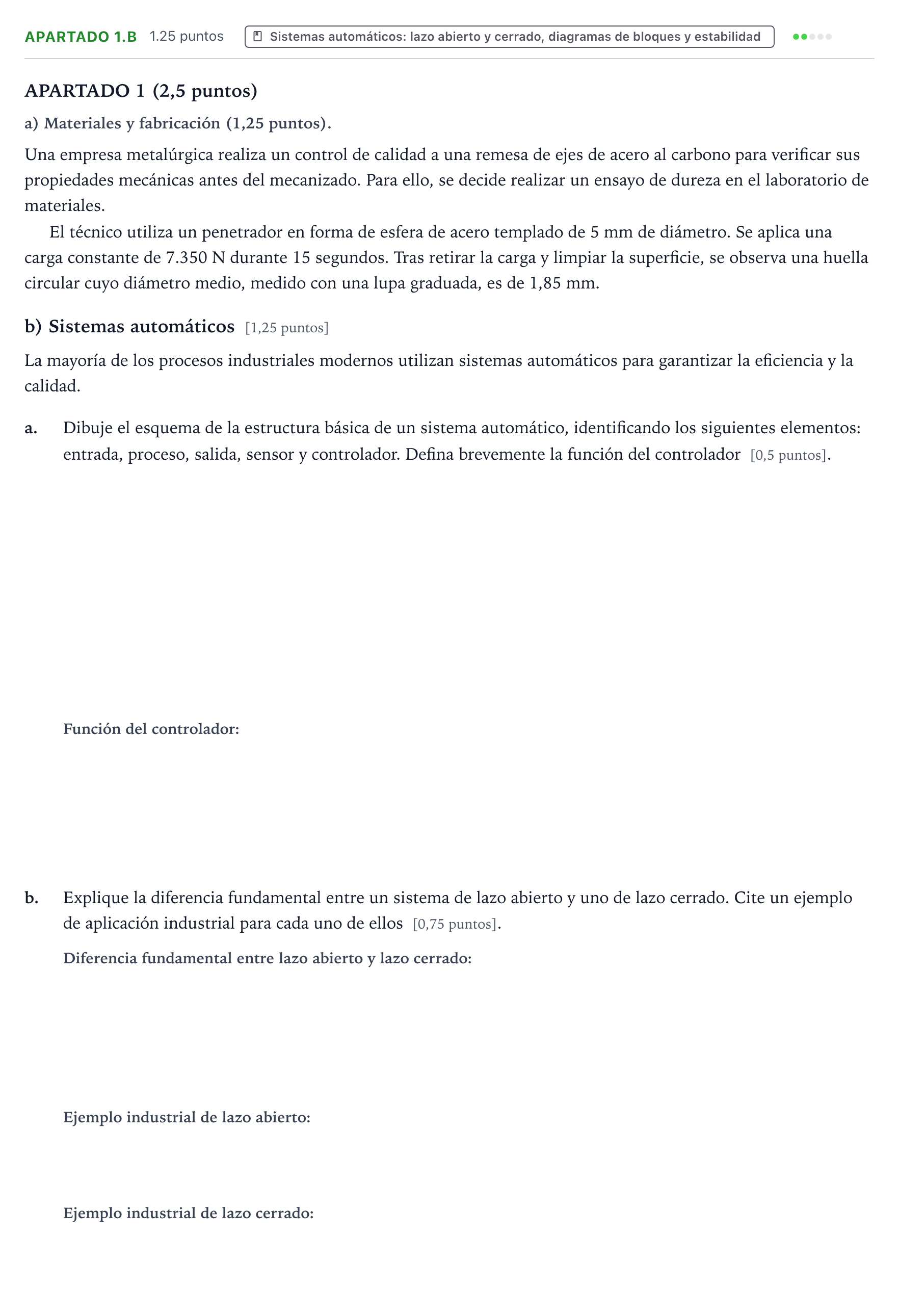 Enunciado: Apartado 1.b · Tecnología e Ingeniería II PAU Aragón Ordinaria 2026