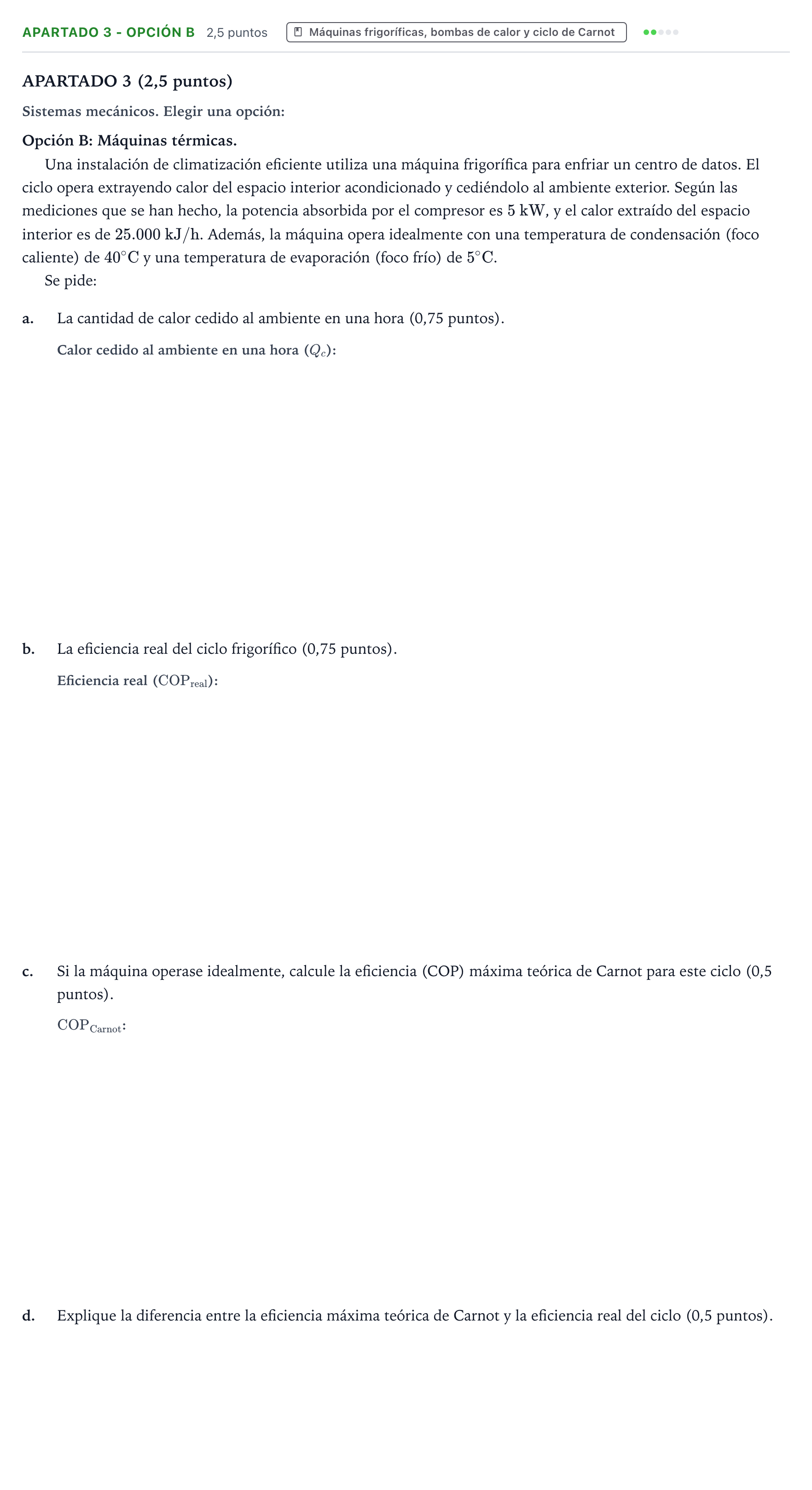 Enunciado: Apartado 3 - Opción B · Tecnología e Ingeniería II PAU Aragón Ordinaria 2026