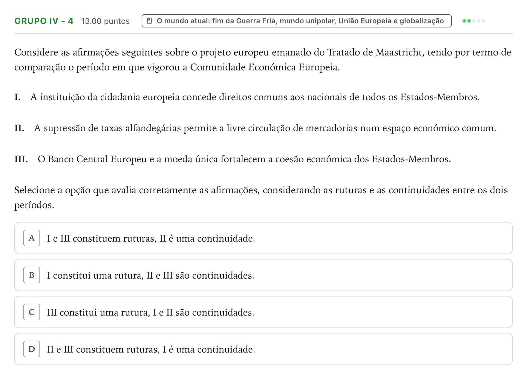 Enunciado: Grupo IV - 4 · Exame Nacional História A Época especial 2026
