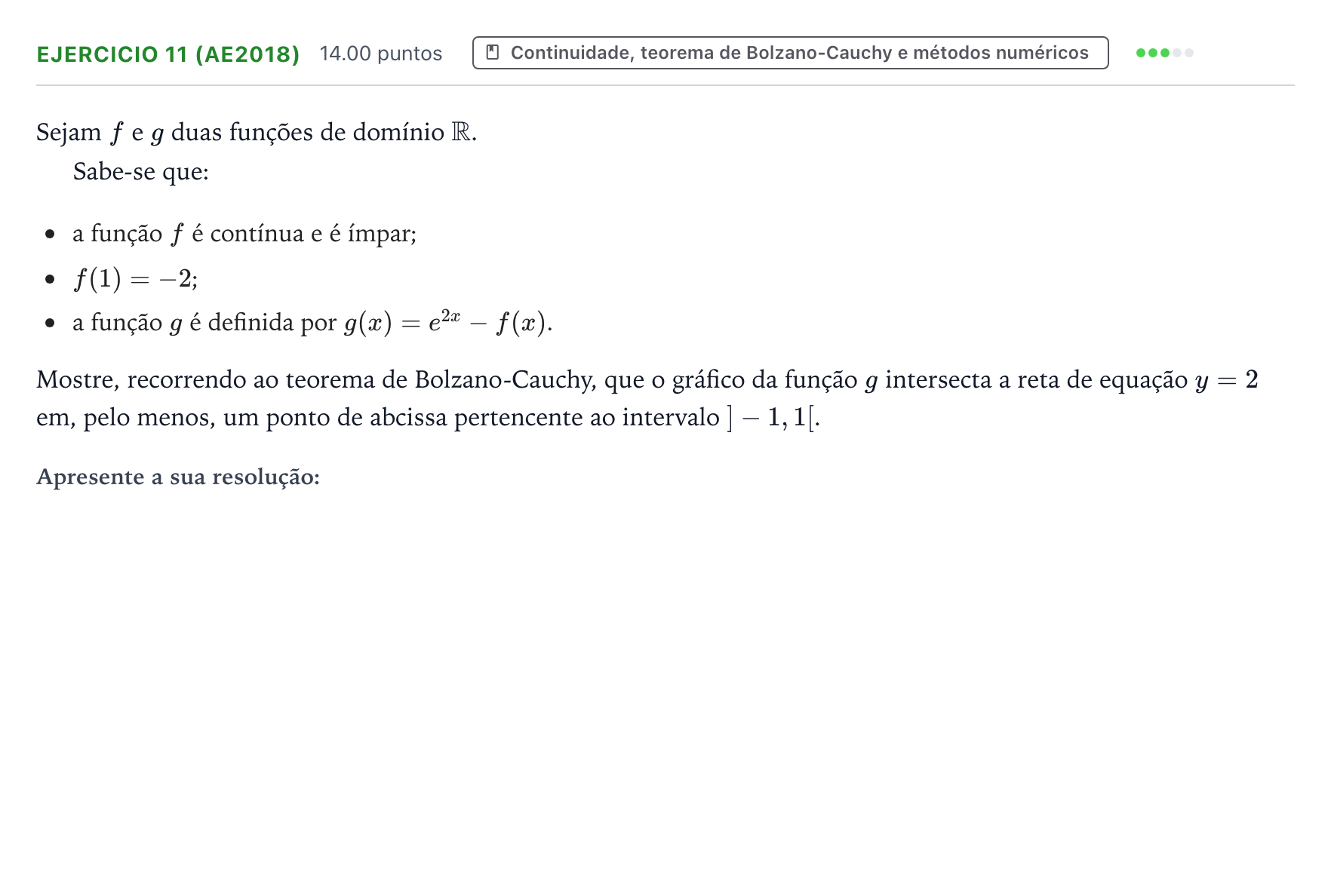 Enunciado: Exercício 11 (AE2018) · Exame Nacional Matemática A Época especial 2026