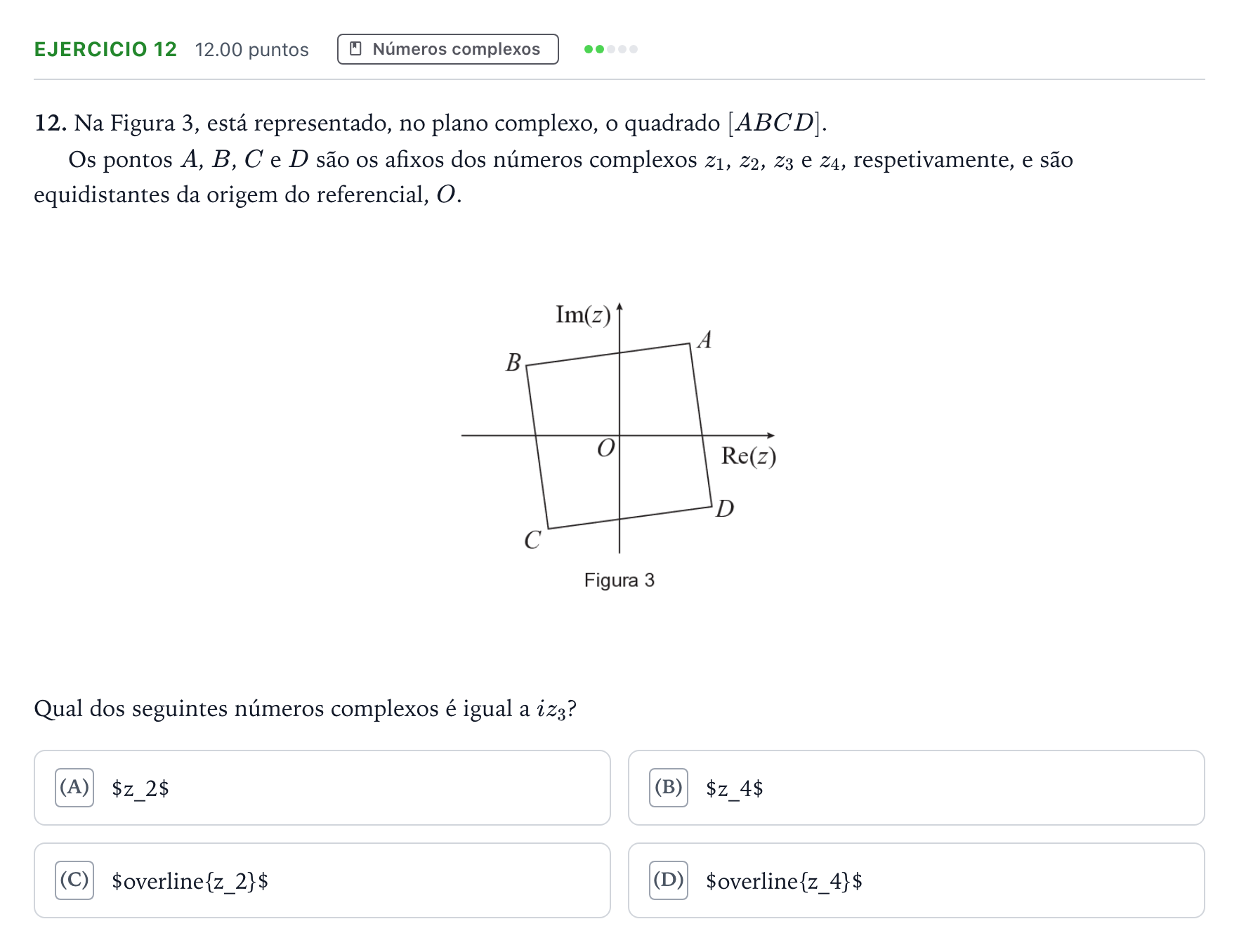 Enunciado: Exercício 12 · Exame Nacional Matemática A Época especial 2026