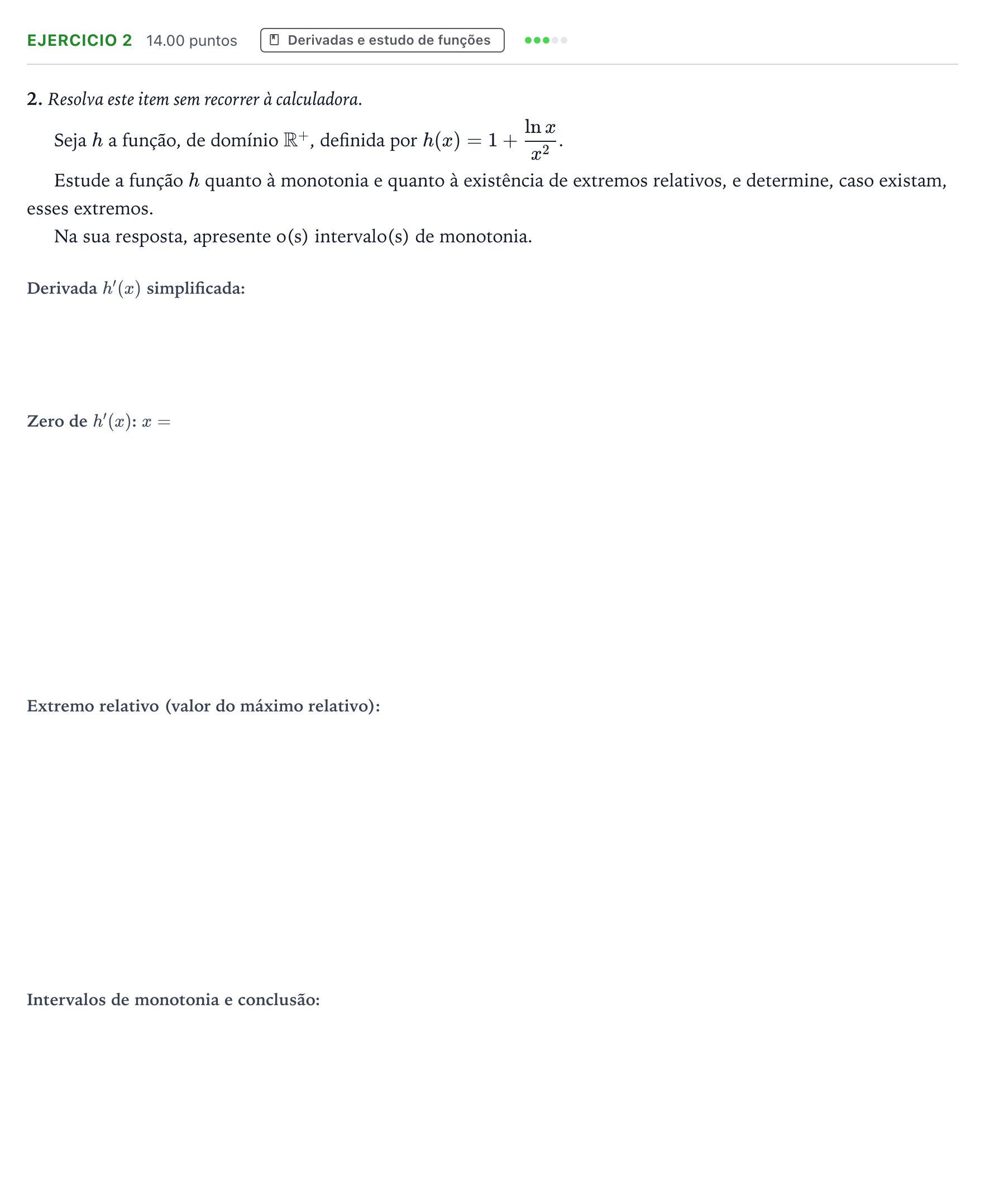 Enunciado: Exercício 2 · Exame Nacional Matemática A Época especial 2026