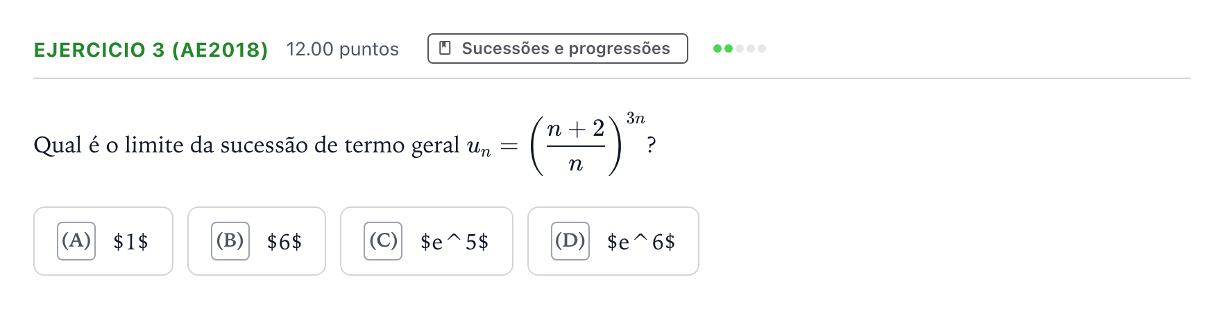 Enunciado: Exercício 3 (AE2018) · Exame Nacional Matemática A Época especial 2026