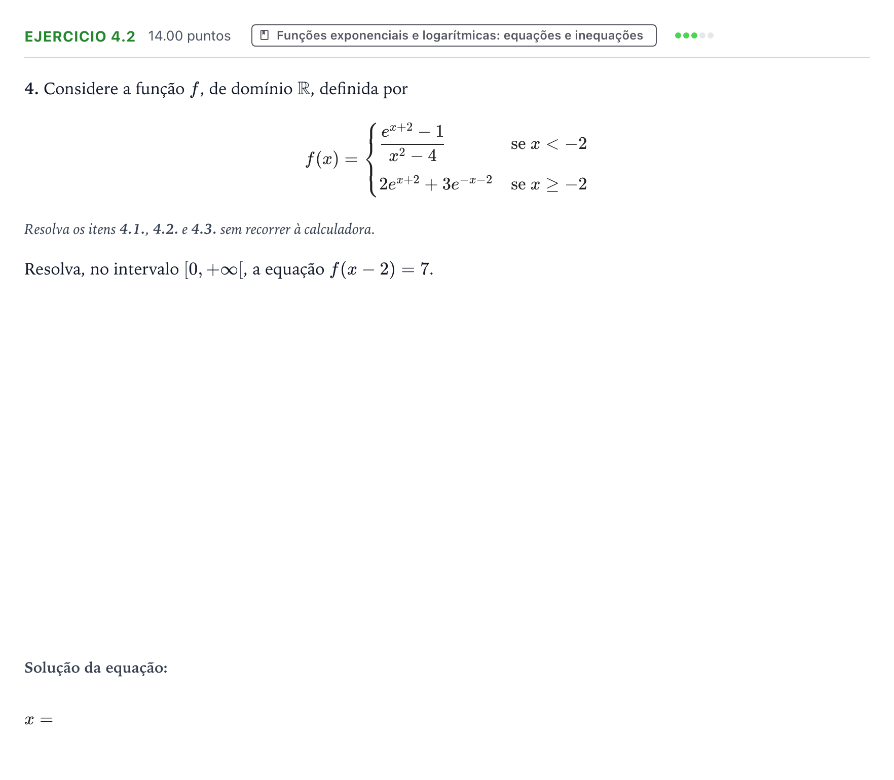 Enunciado: Exercício 4.2 · Exame Nacional Matemática A Época especial 2026