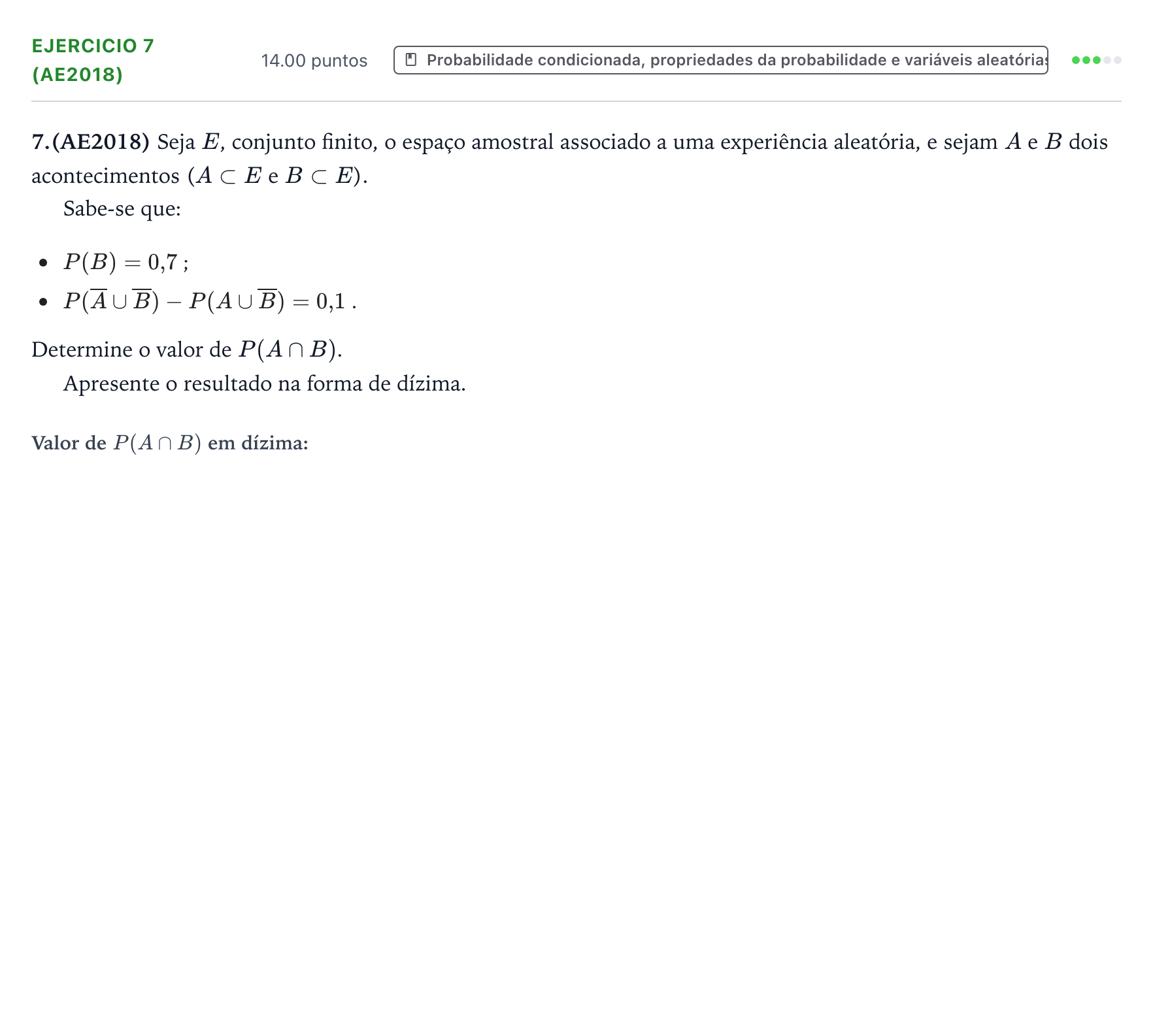 Enunciado: Exercício 7 (AE2018) · Exame Nacional Matemática A Época especial 2026
