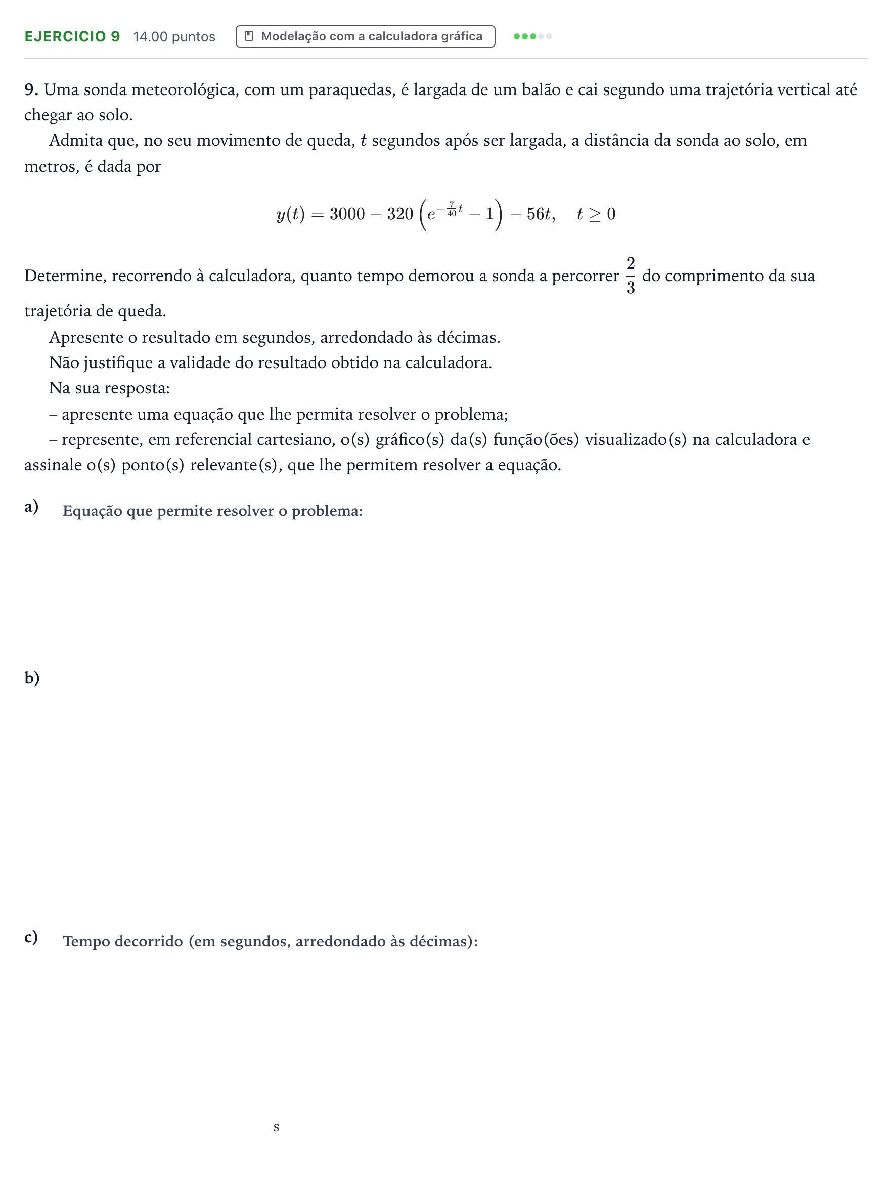 Enunciado: Exercício 9 · Exame Nacional Matemática A Época especial 2026