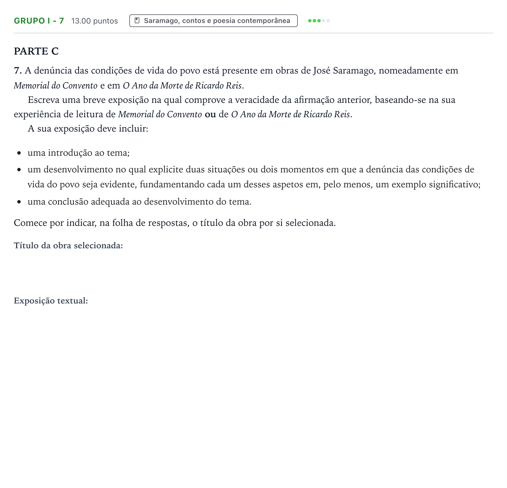 Enunciado: Grupo I - 7 · Exame Nacional Português 1.ª fase 2026