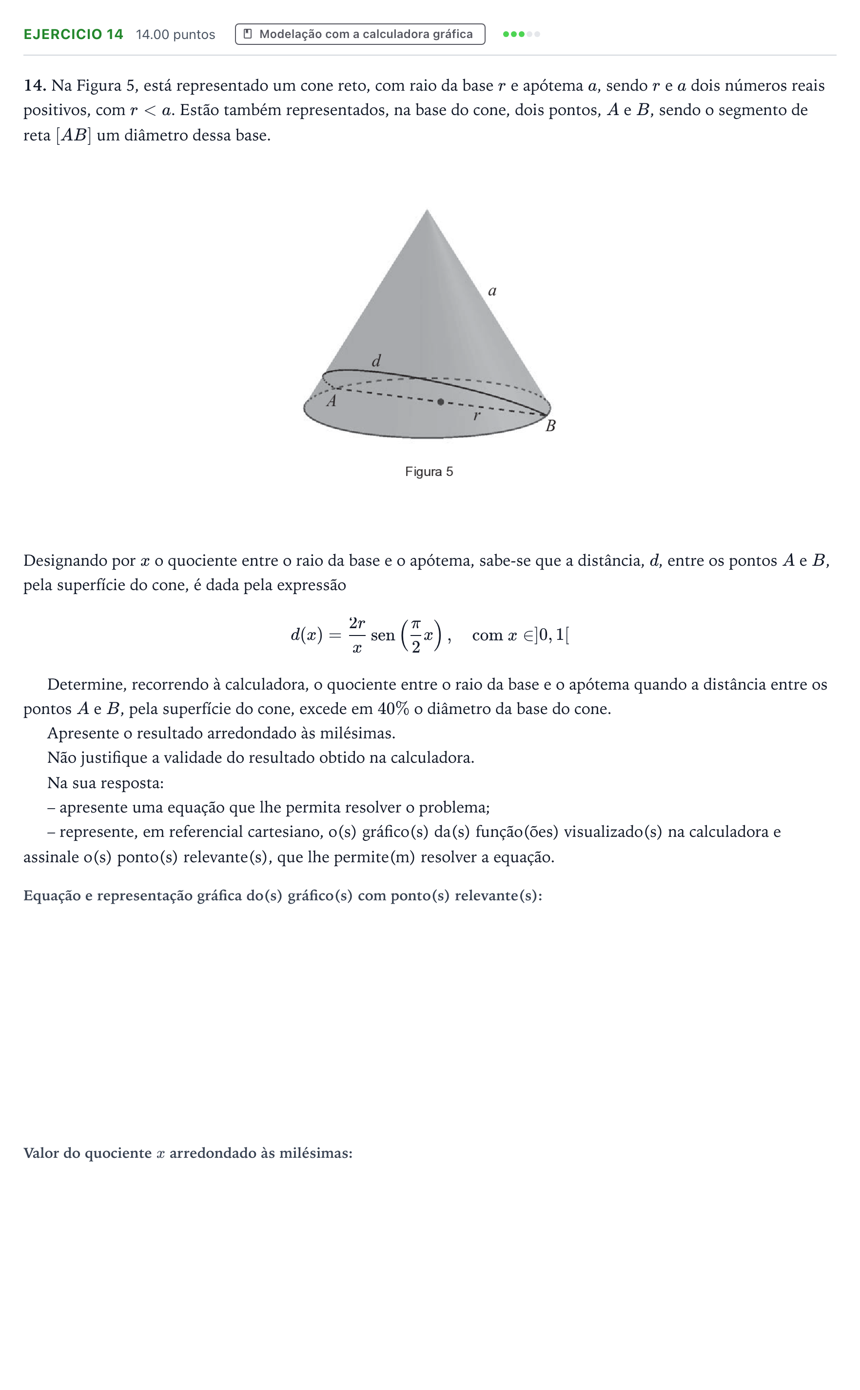 Enunciado: Exercício 14 · Exame Nacional Matemática A 2.ª fase 2026