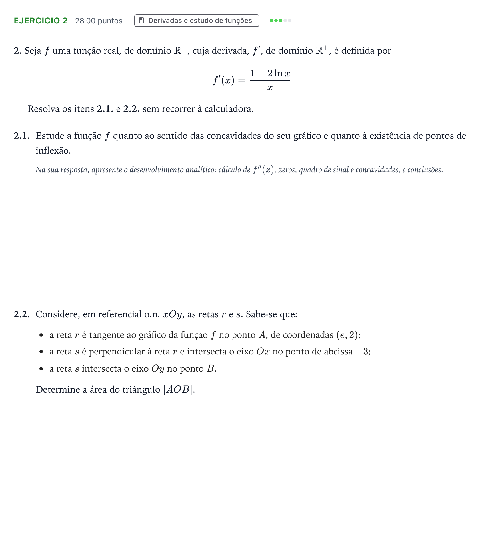 Enunciado: Exercício 2 · Exame Nacional Matemática A 2.ª fase 2026