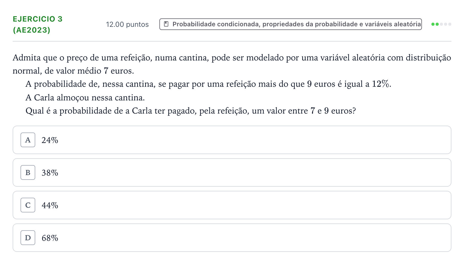 Enunciado: Exercício 3 (AE2023) · Exame Nacional Matemática A 2.ª fase 2026