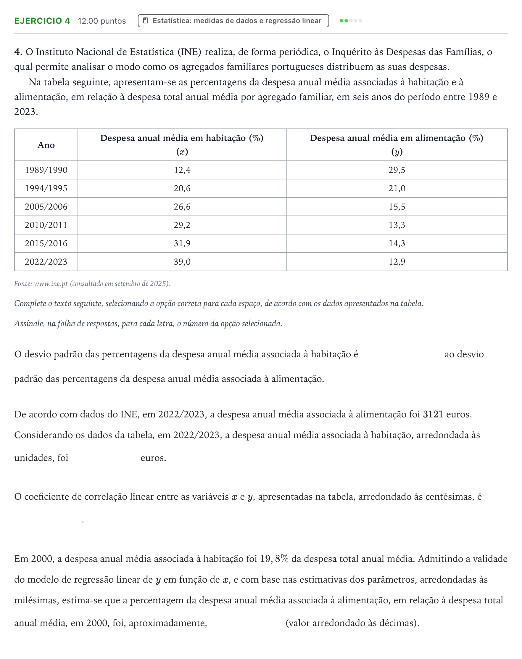 Enunciado: Exercício 4 · Exame Nacional Matemática A 2.ª fase 2026