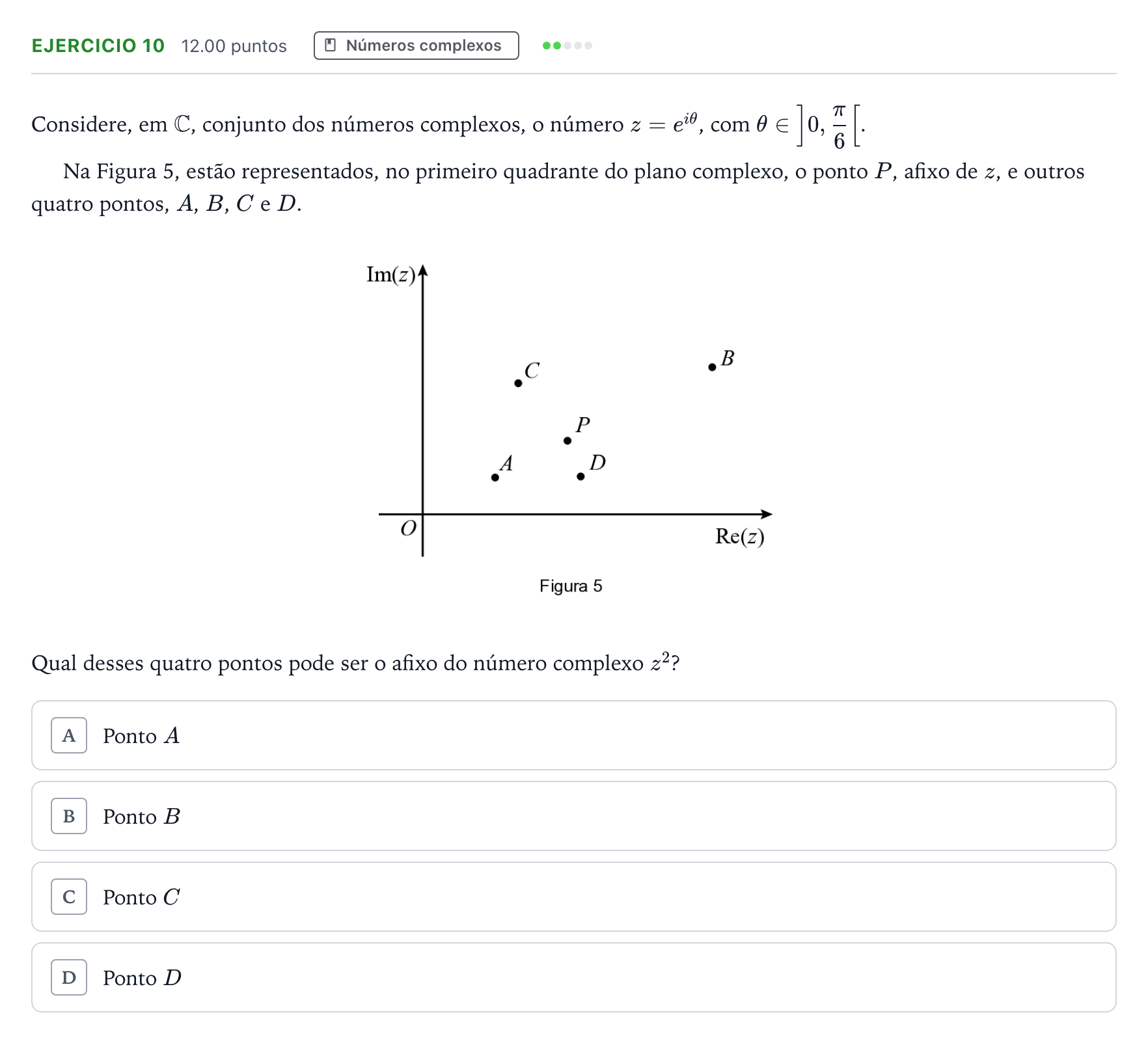 Enunciado: Exercício 10 · Exame Nacional Matemática A 1.ª fase 2026