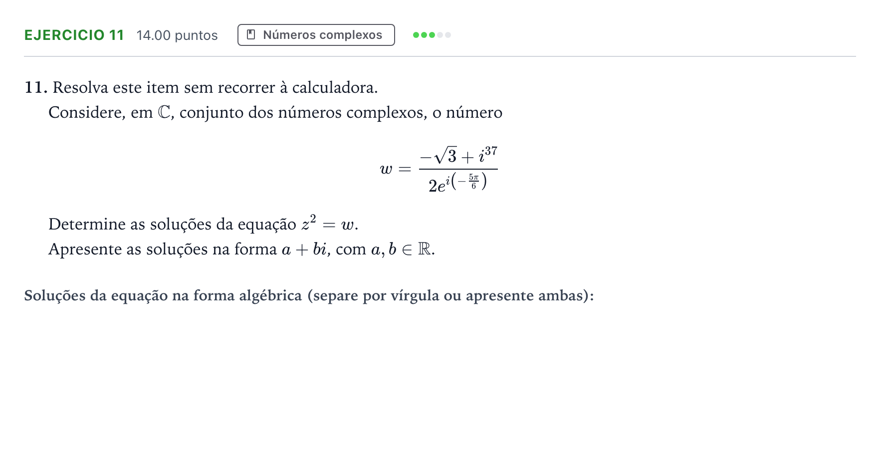 Enunciado: Exercício 11 · Exame Nacional Matemática A 1.ª fase 2026