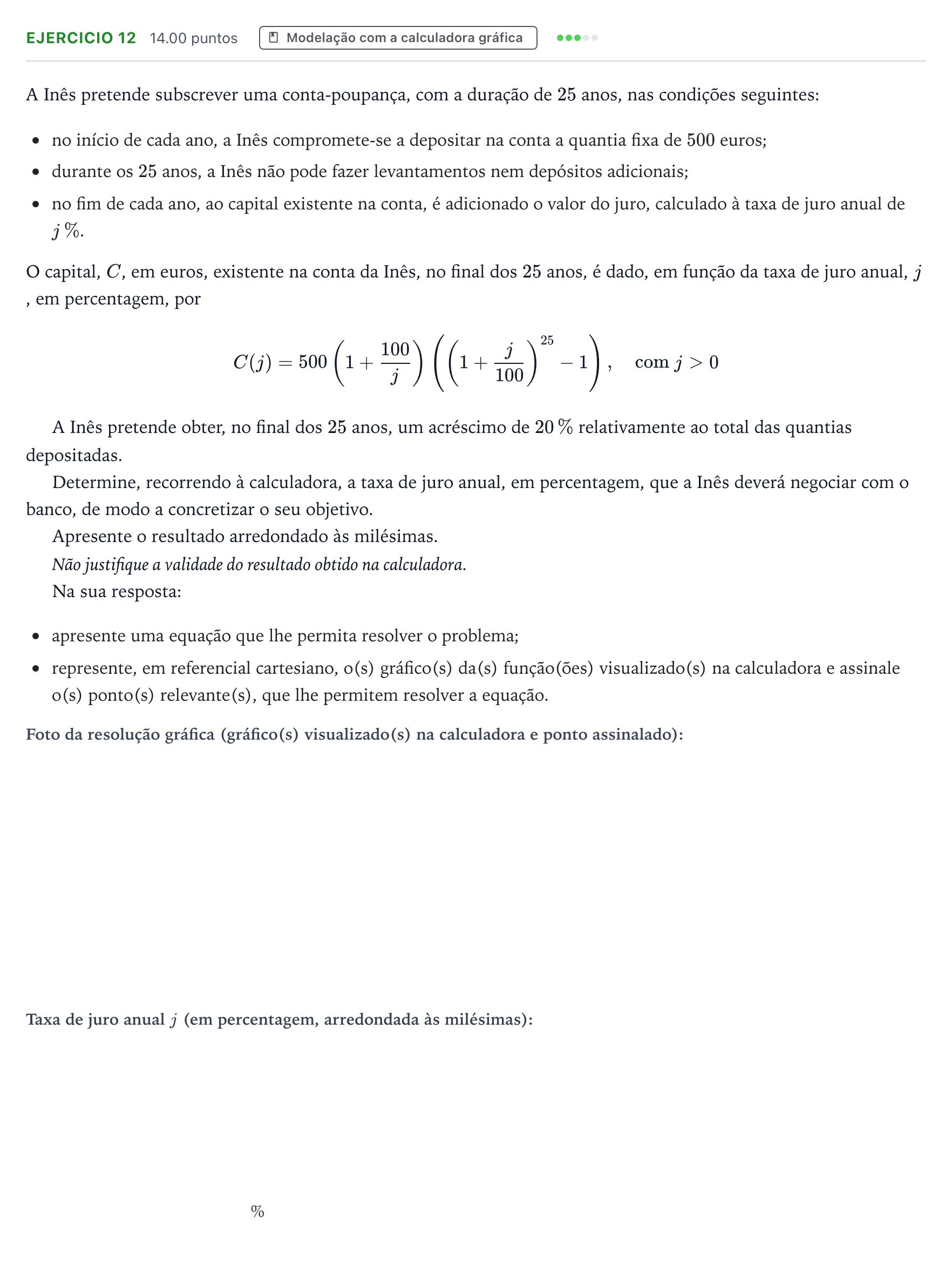 Enunciado: Exercício 12 · Exame Nacional Matemática A 1.ª fase 2026