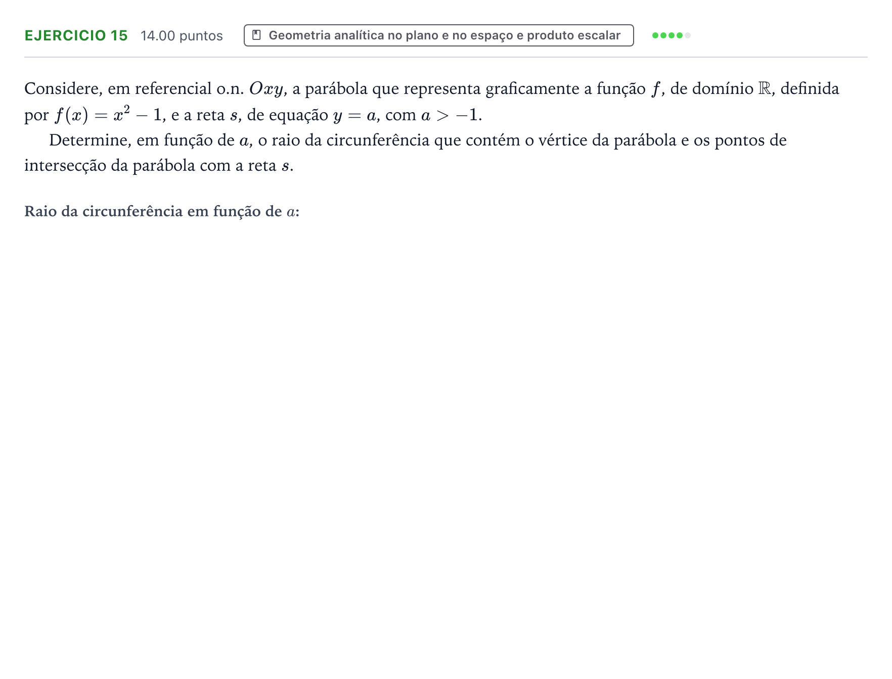Enunciado: Exercício 15 · Exame Nacional Matemática A 1.ª fase 2026