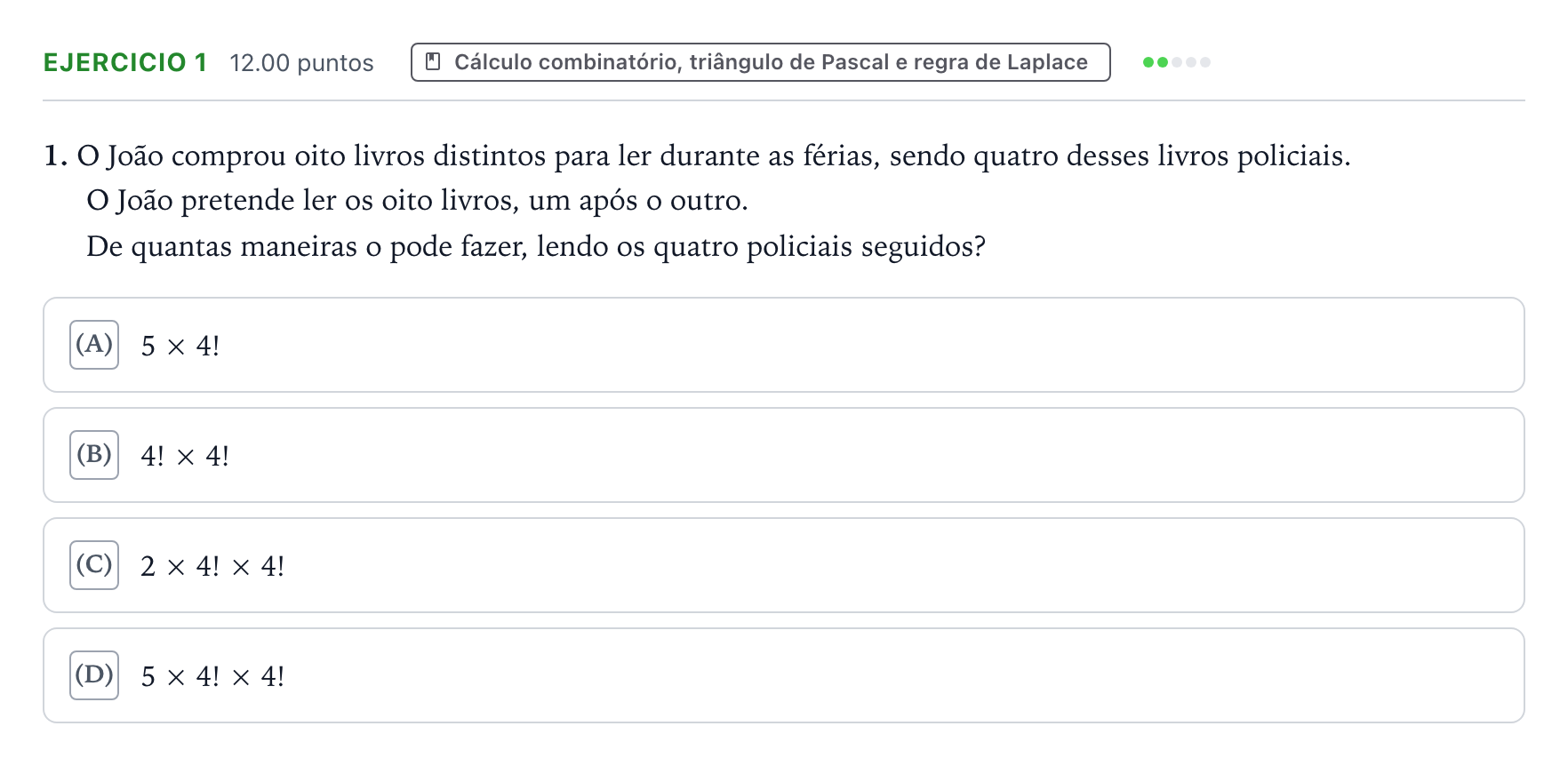 Enunciado: Exercício 1 · Exame Nacional Matemática A 1.ª fase 2026