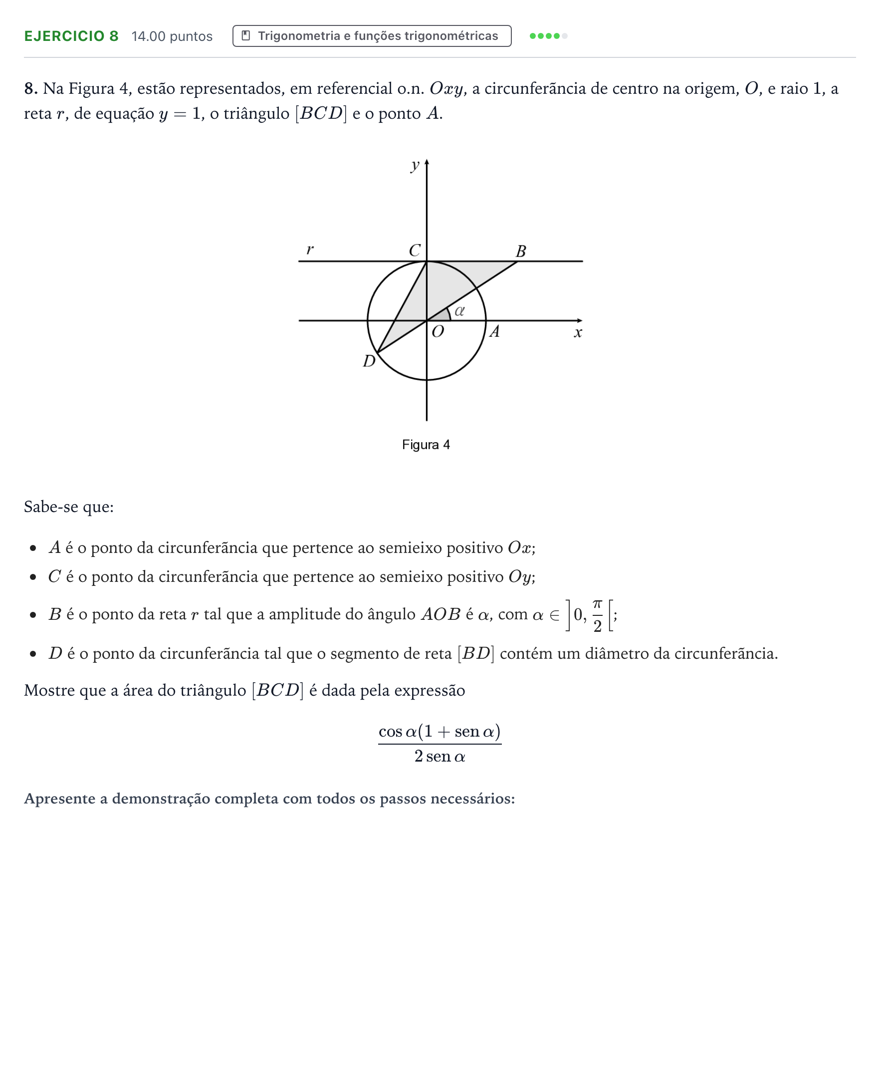 Enunciado: Exercício 8 · Exame Nacional Matemática A 1.ª fase 2026