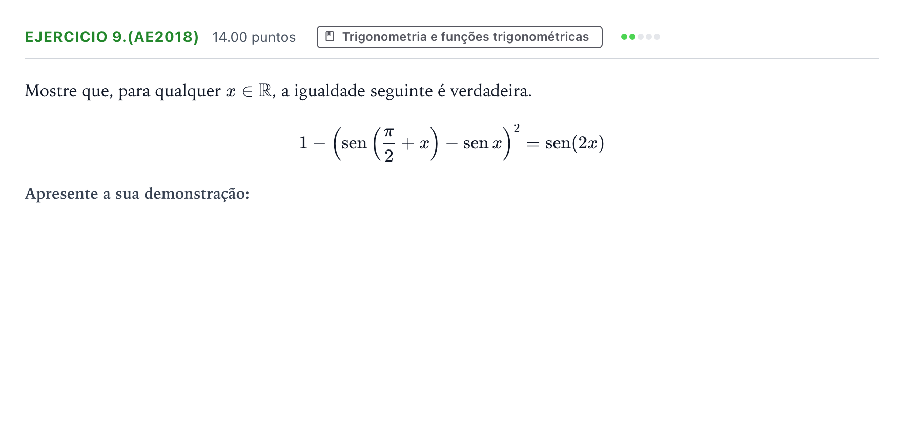 Enunciado: Exercício 9.(AE2018) · Exame Nacional Matemática A 1.ª fase 2026