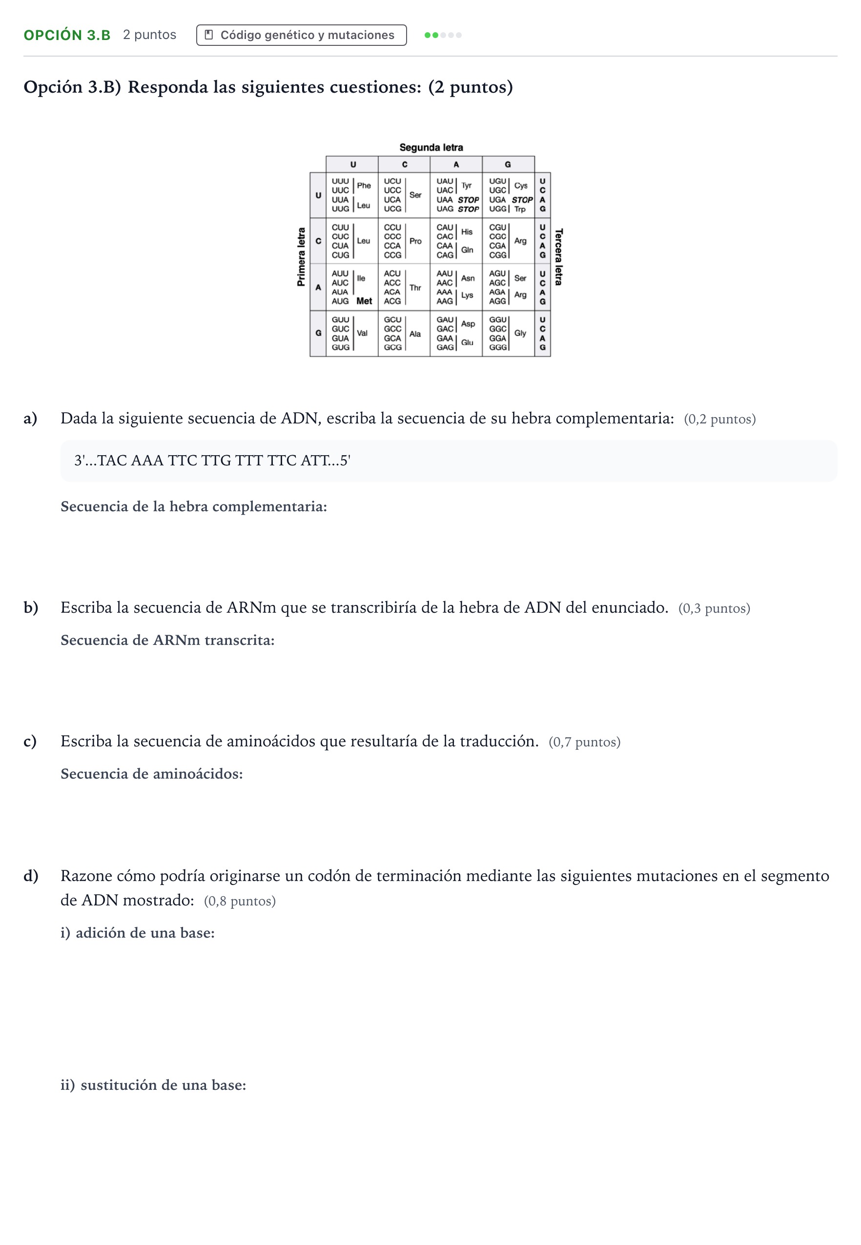 Enunciado: Opción 3.B · Biología PAU Aragón Extraordinaria 2025